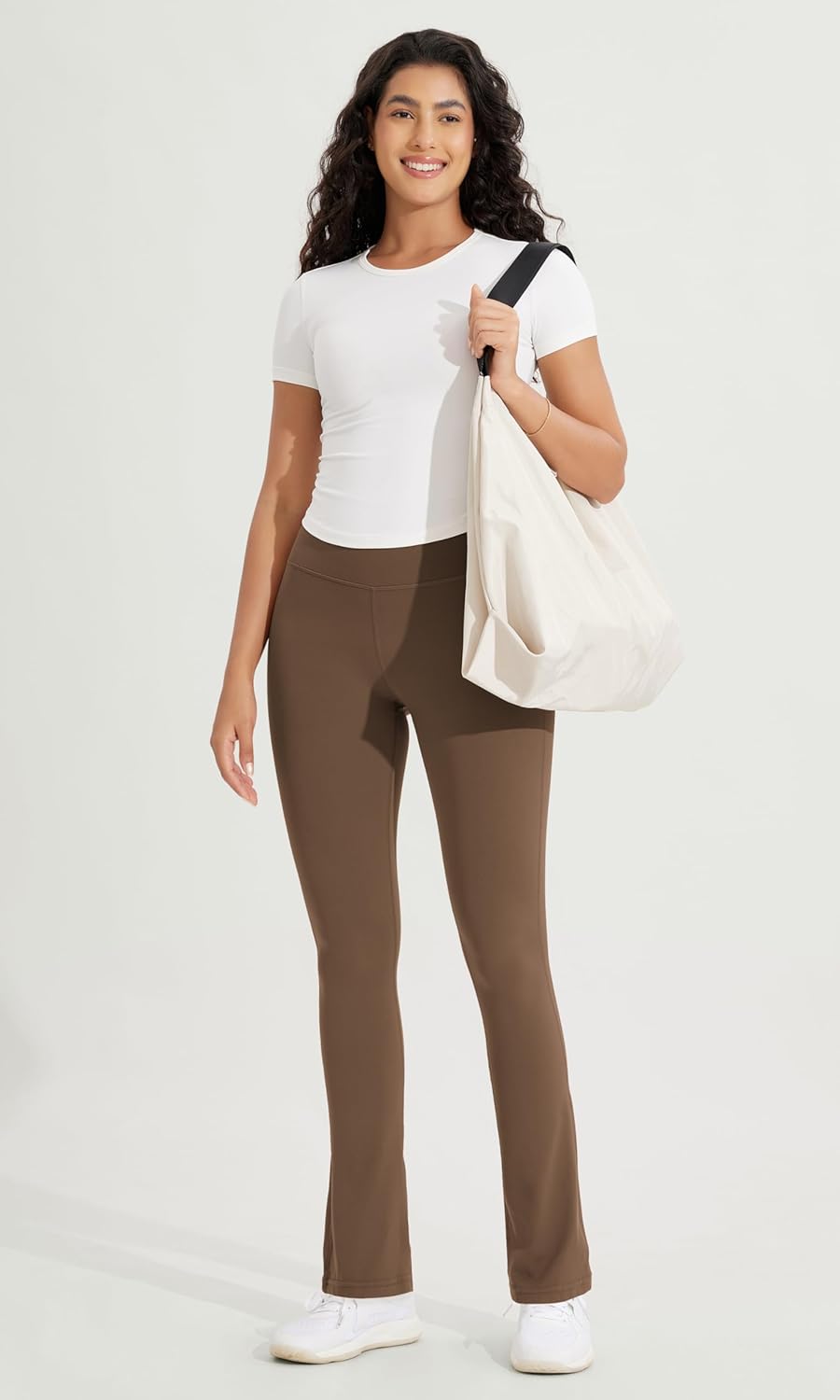 ODODOS Cloud Feeling Straight Leg Pants with Back Pocket for Women High Waist Casual Lounge Yoga Pants 28quot  30quot InseamBrunette