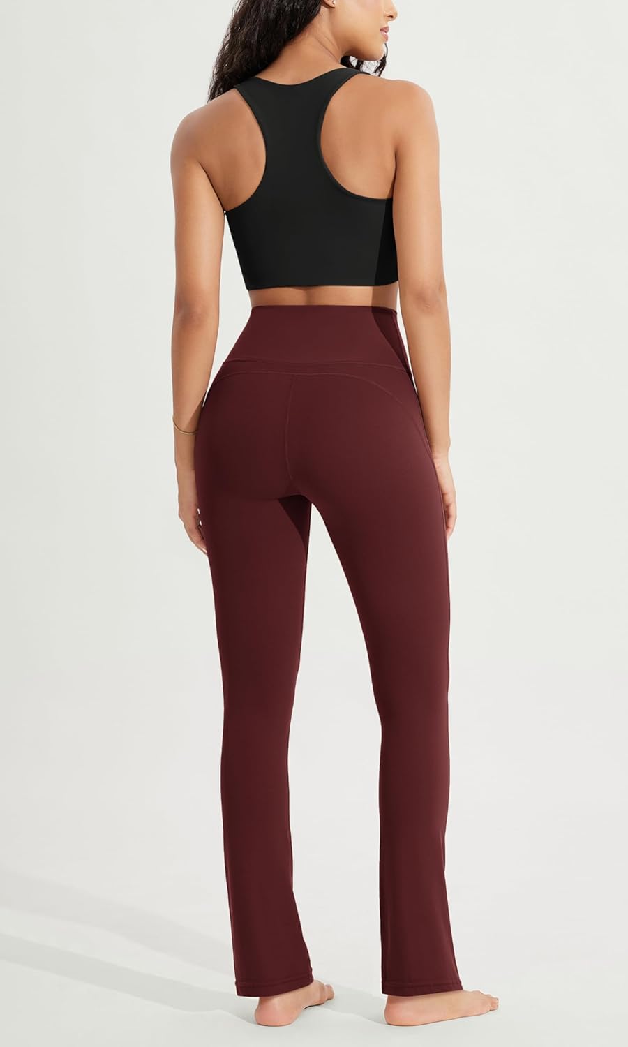 ODODOS Cloud Feeling Straight Leg Pants with Back Pocket for Women High Waist Casual Lounge Yoga Pants 28quot  30quot InseamBurgundy