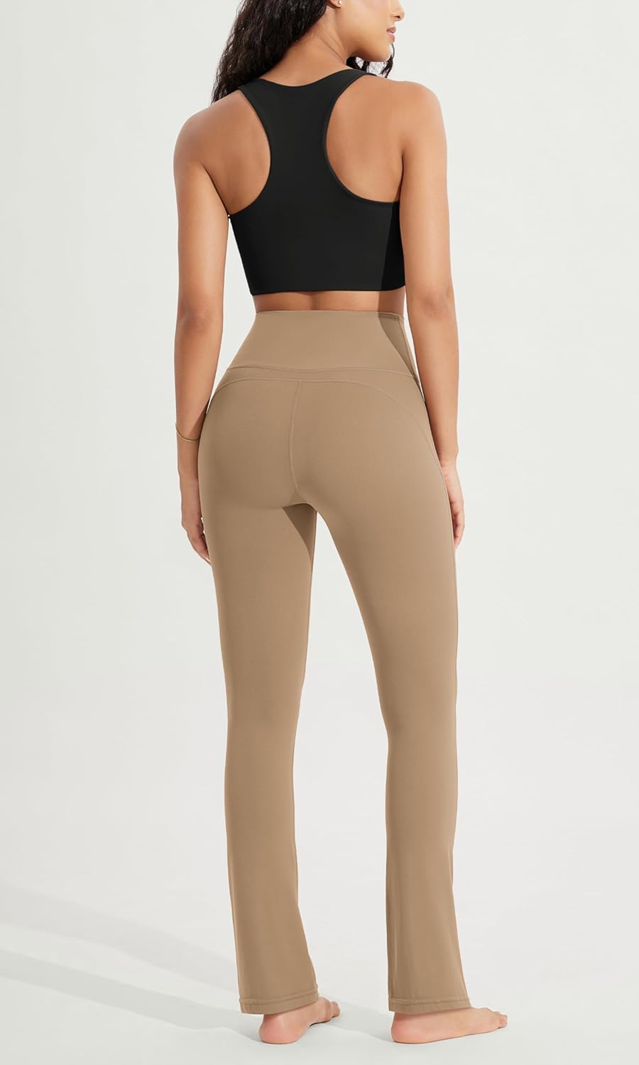 ODODOS Cloud Feeling Straight Leg Pants with Back Pocket for Women High Waist Casual Lounge Yoga Pants 28quot  30quot InseamLight Brown