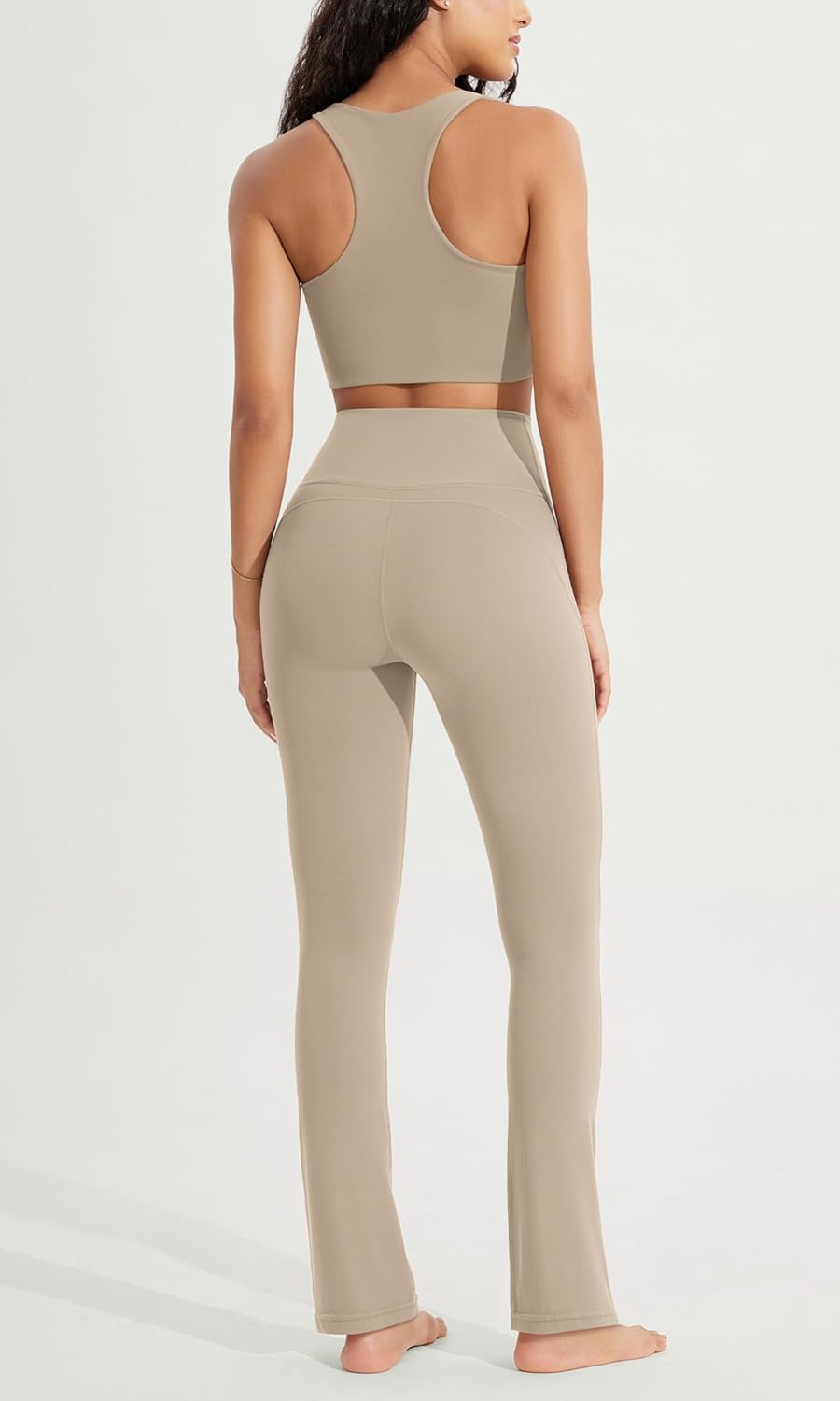 ODODOS Cloud Feeling Straight Leg Pants with Back Pocket for Women High Waist Casual Lounge Yoga Pants 28quot  30quot InseamShaker Beige