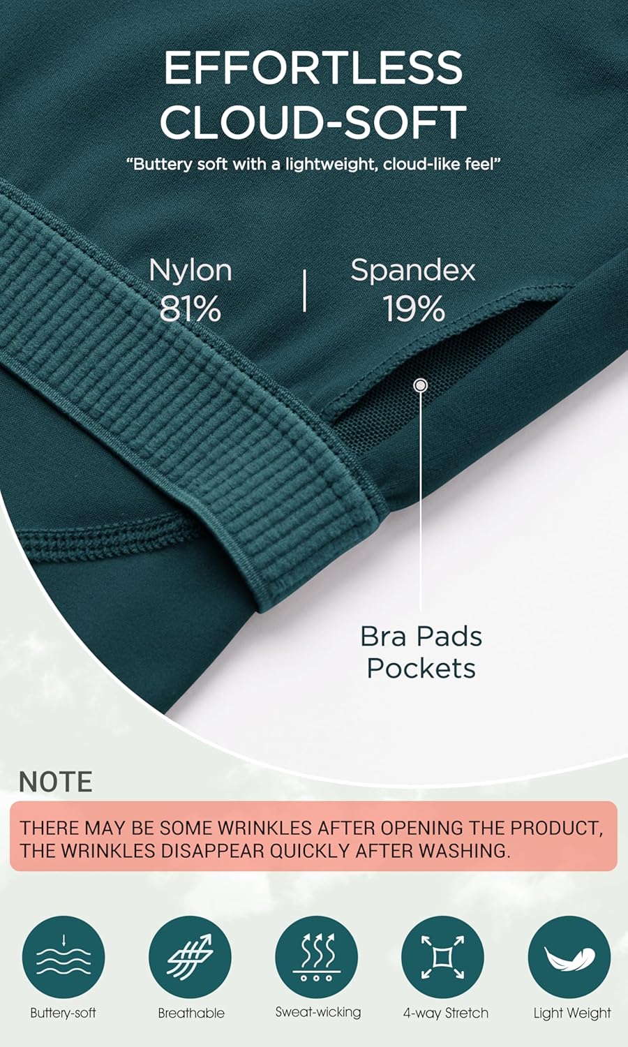 ODODOS Cloud Feeling Tank Bra for Women U Back Wirefree Longline Sports Bra Yoga Crop TopForest Teal