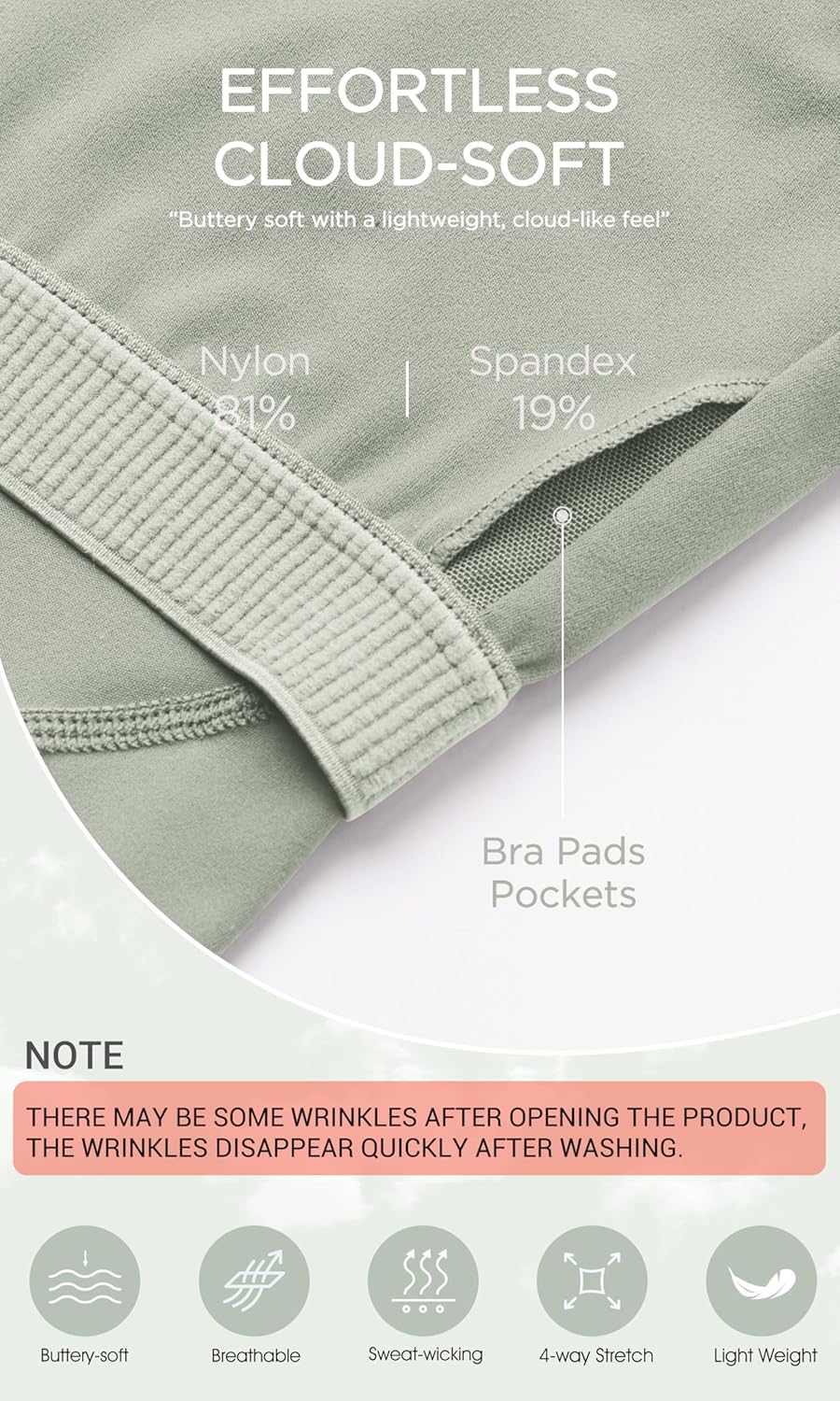 ODODOS Cloud Feeling Tank Bra for Women U Back Wirefree Longline Sports Bra Yoga Crop TopLime Stone