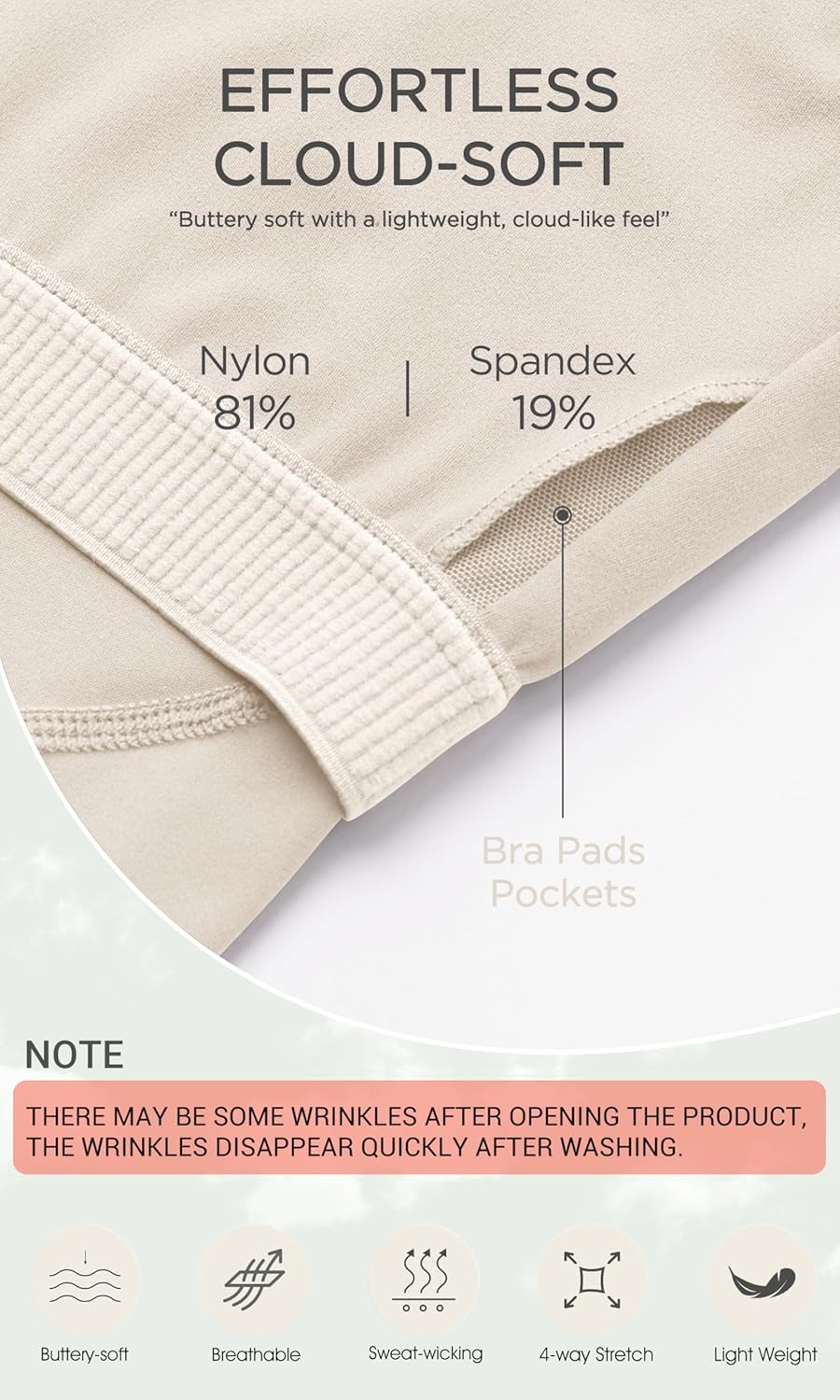 ODODOS Cloud Feeling Tank Bra for Women U Back Wirefree Longline Sports Bra Yoga Crop TopOat Milk