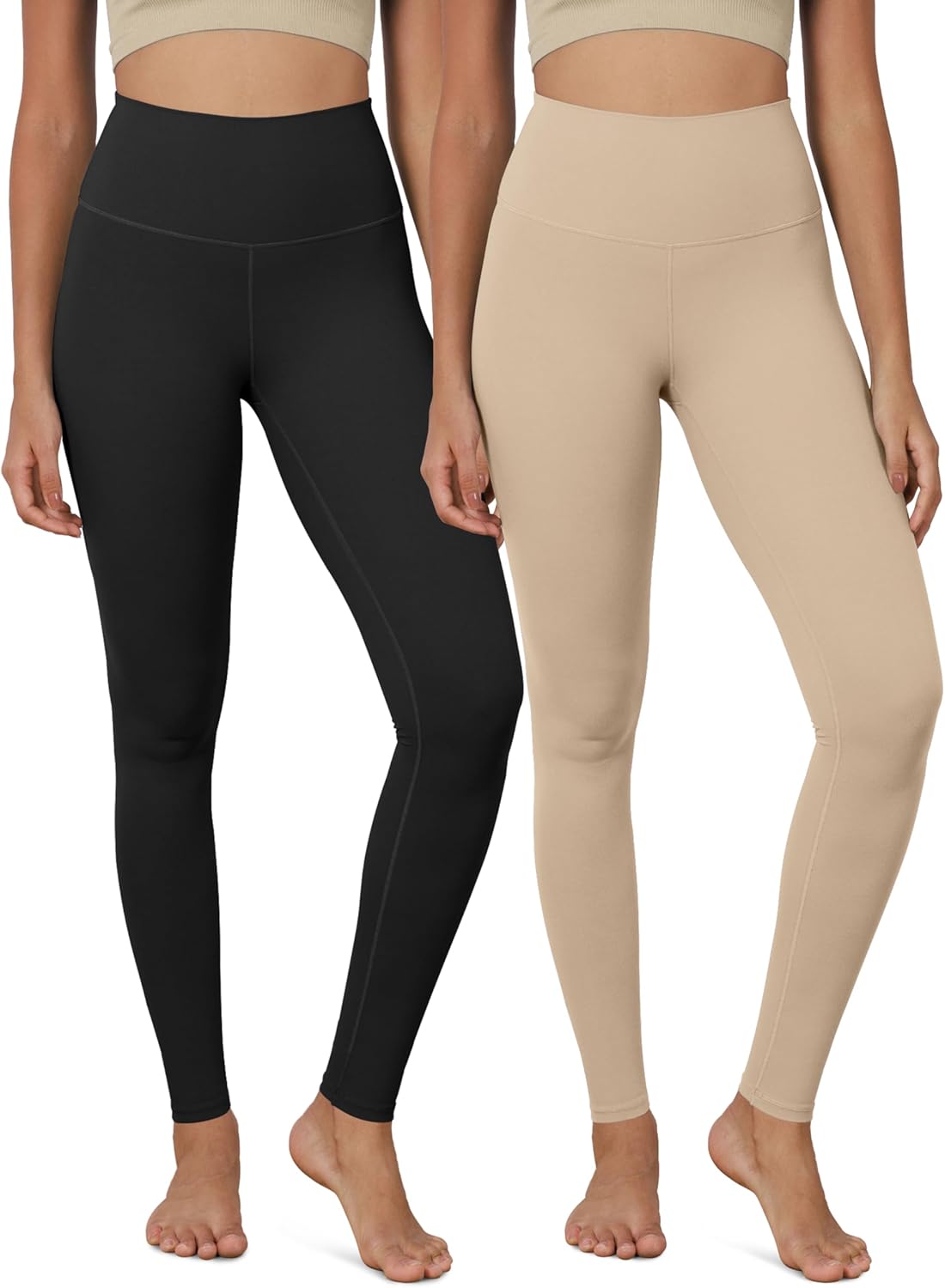 ODODOS ODCLOUD 2Pack Buttery Soft Lounge Yoga Leggings for Women 23quot  25quot 28quot High Waist Yoga PantsBlackbeige
