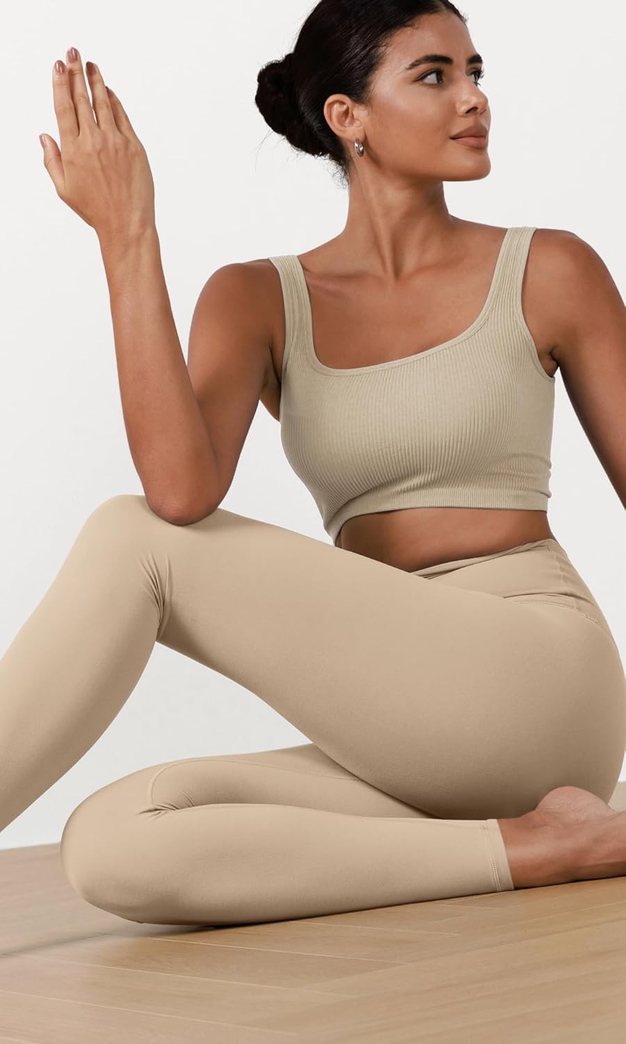 ODODOS ODCLOUD 2Pack Buttery Soft Lounge Yoga Leggings for Women 23quot  25quot 28quot High Waist Yoga PantsBlackbeige