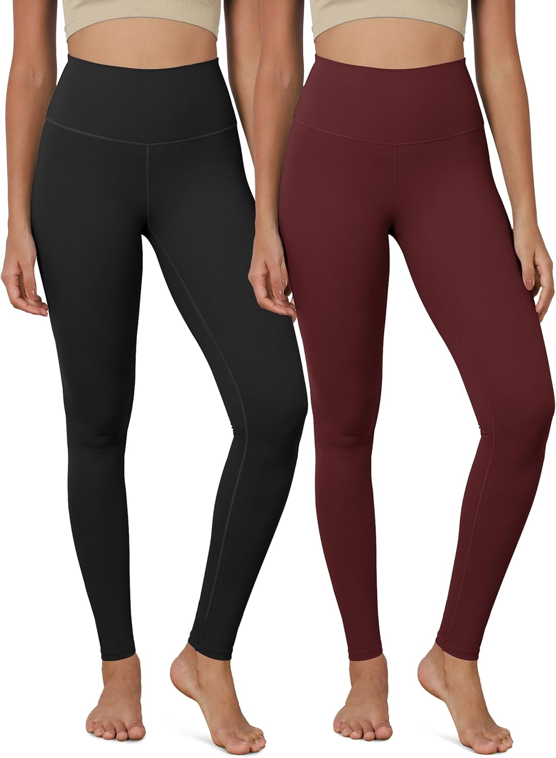 ODODOS ODCLOUD 2Pack Buttery Soft Lounge Yoga Leggings for Women 23quot  25quot 28quot High Waist Yoga PantsBlackburgundy