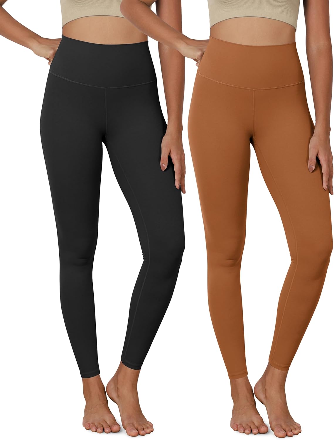 ODODOS ODCLOUD 2Pack Buttery Soft Lounge Yoga Leggings for Women 23quot  25quot 28quot High Waist Yoga PantsBlackcaramel