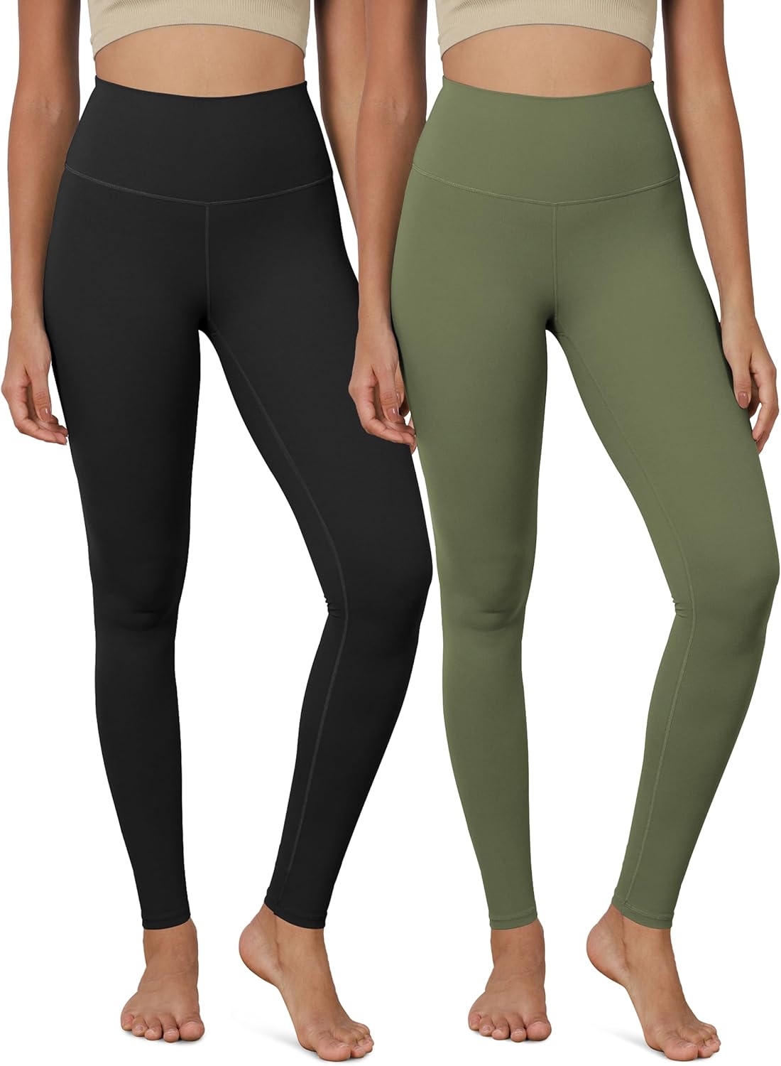 ODODOS ODCLOUD 2Pack Buttery Soft Lounge Yoga Leggings for Women 23quot  25quot 28quot High Waist Yoga PantsBlackdark Olive