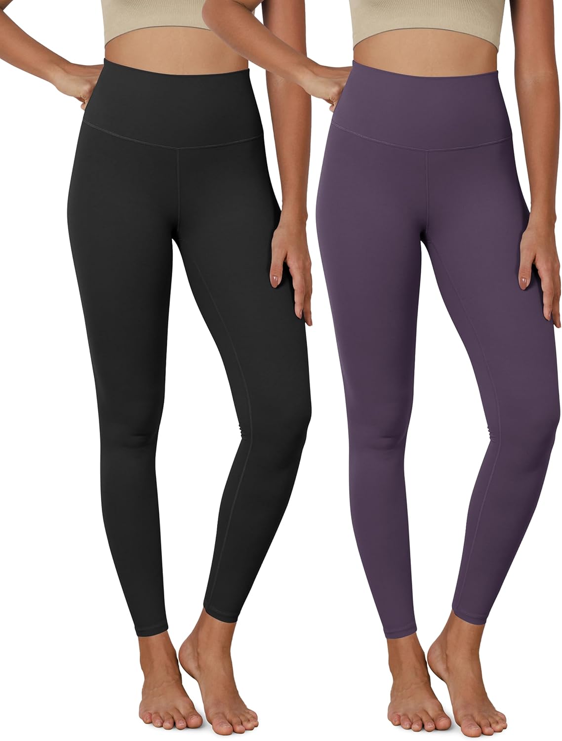 ODODOS ODCLOUD 2Pack Buttery Soft Lounge Yoga Leggings for Women 23quot  25quot 28quot High Waist Yoga PantsBlackdark Purple