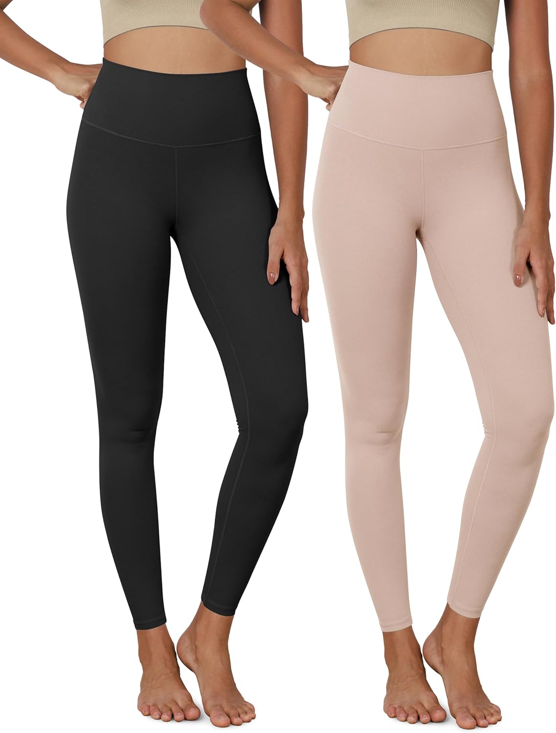 ODODOS ODCLOUD 2Pack Buttery Soft Lounge Yoga Leggings for Women 23quot  25quot 28quot High Waist Yoga PantsBlackdusty Pink