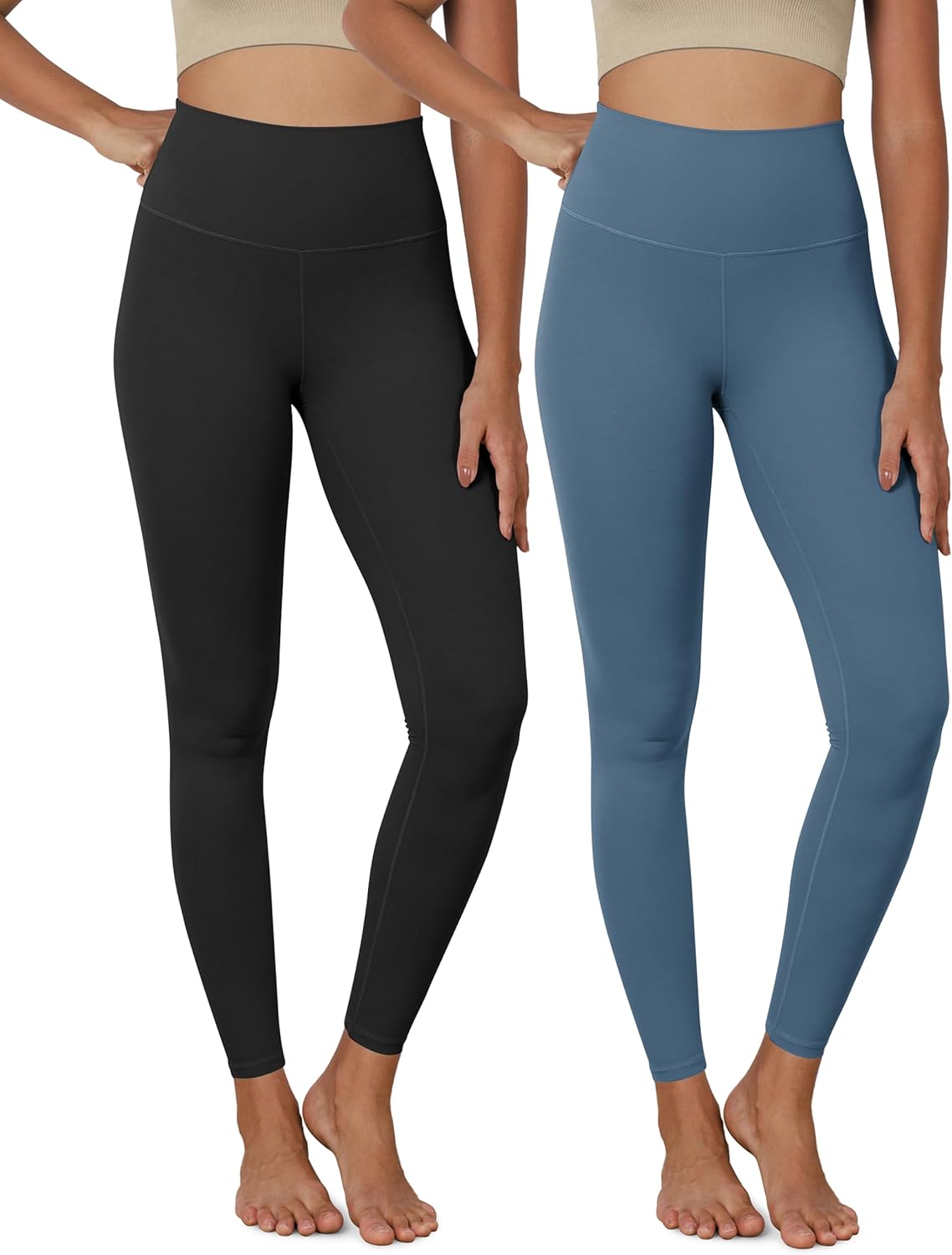 ODODOS ODCLOUD 2Pack Buttery Soft Lounge Yoga Leggings for Women 23quot  25quot 28quot High Waist Yoga PantsBlackink Blue