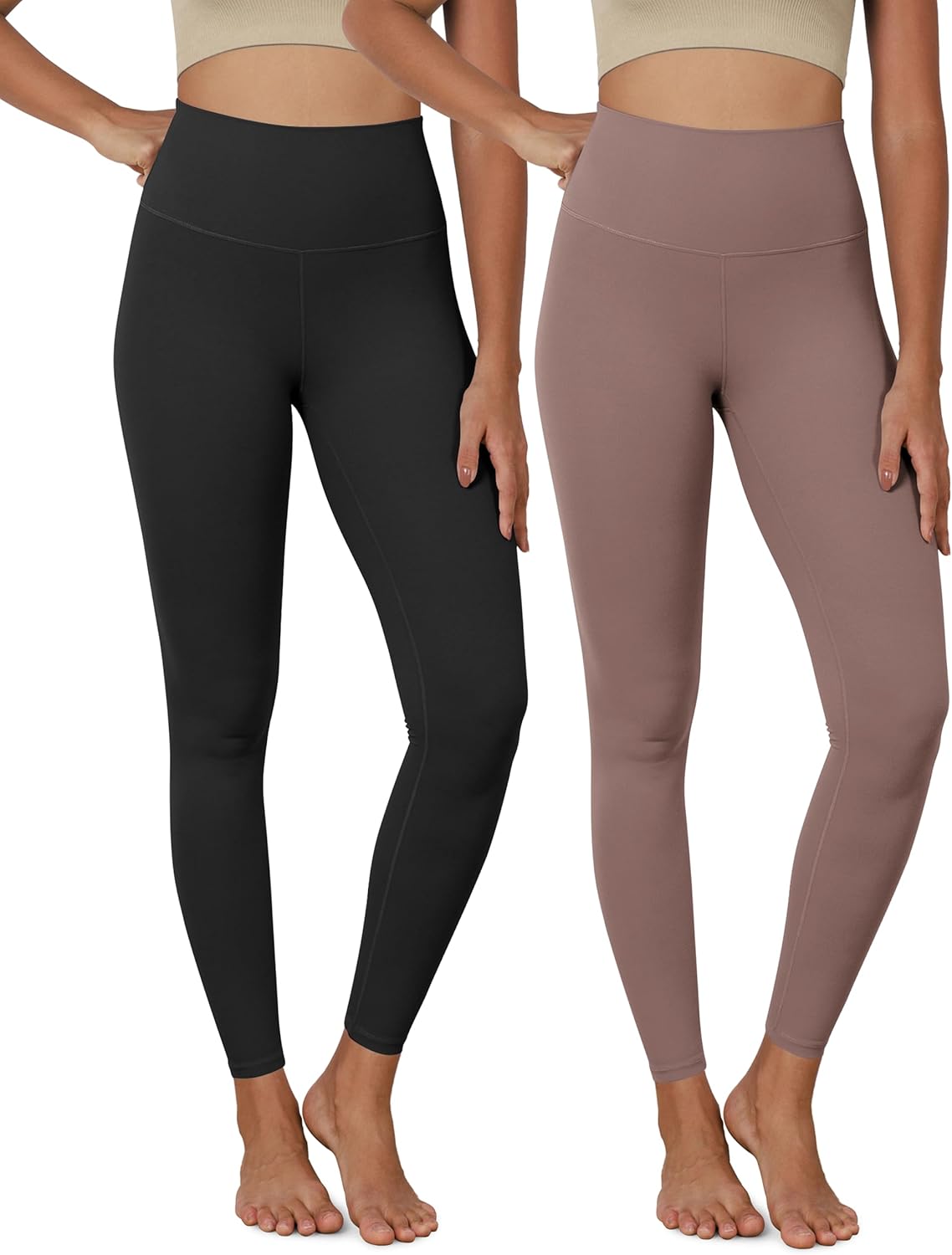 ODODOS ODCLOUD 2Pack Buttery Soft Lounge Yoga Leggings for Women 23quot  25quot 28quot High Waist Yoga PantsBlackpurple Taupe