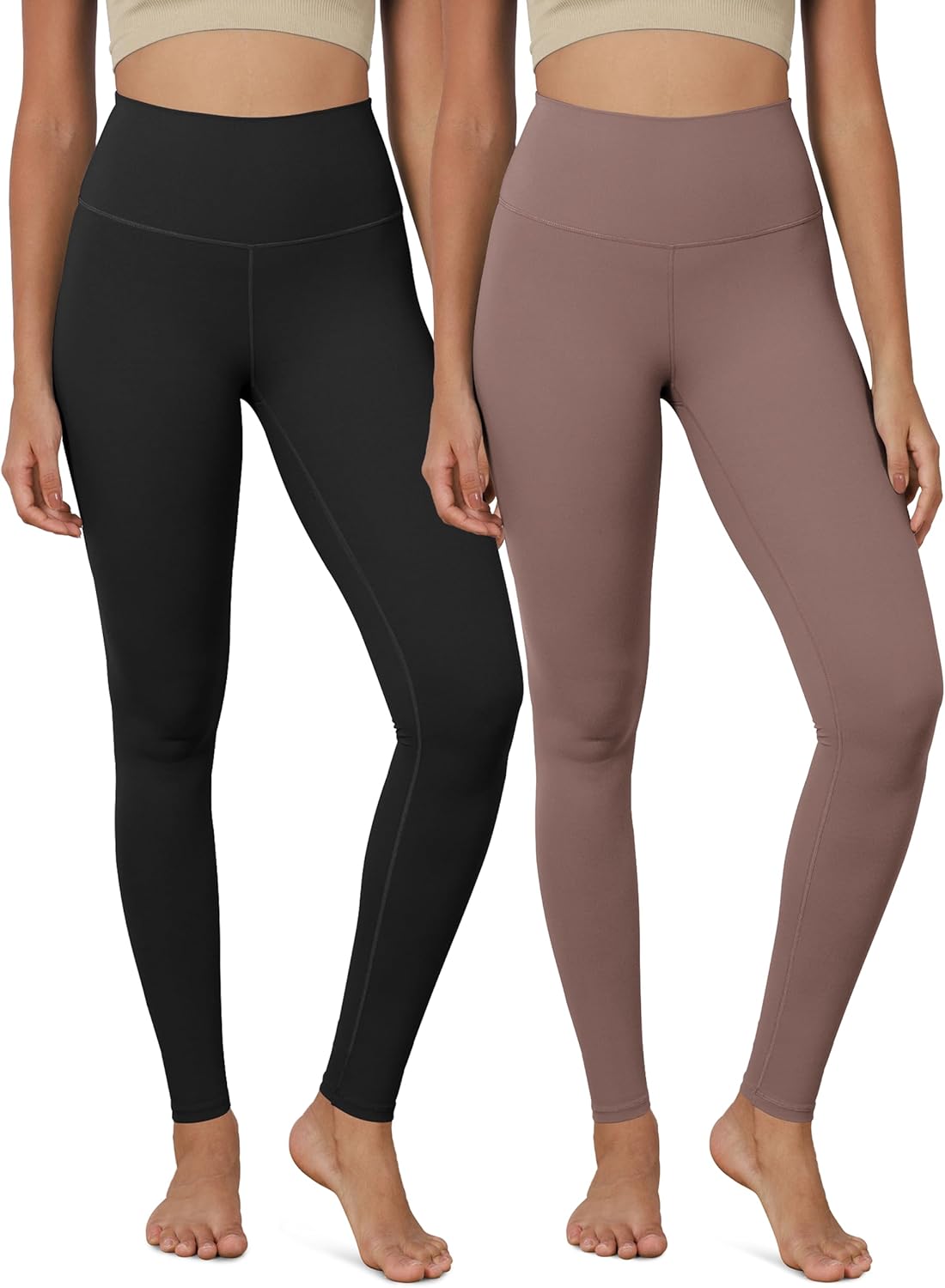ODODOS ODCLOUD 2Pack Buttery Soft Lounge Yoga Leggings for Women 23quot  25quot 28quot High Waist Yoga PantsBlackpurple Taupe