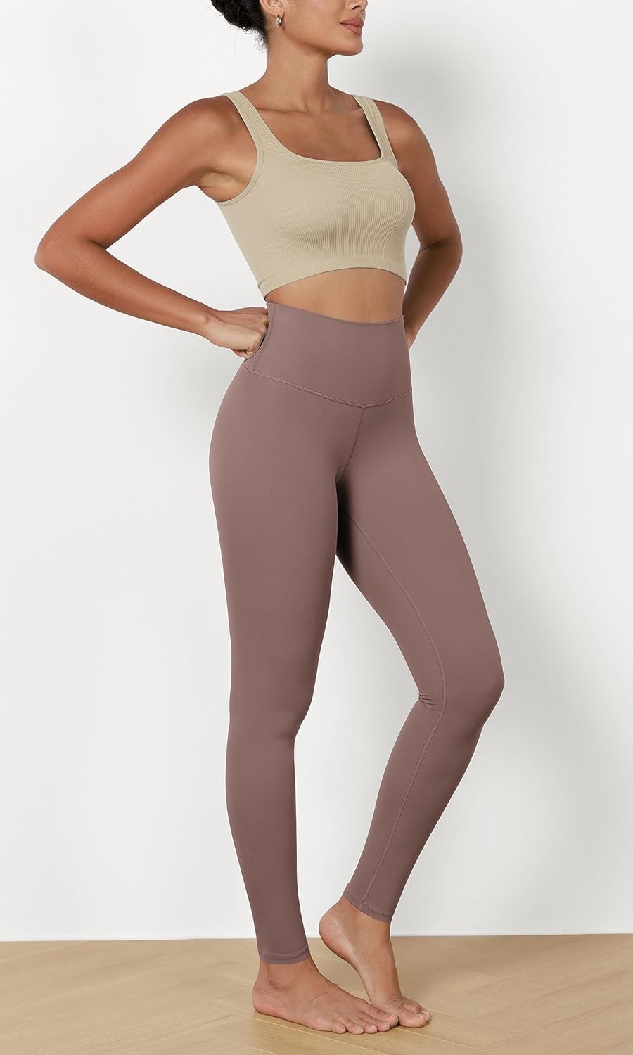 ODODOS ODCLOUD 2Pack Buttery Soft Lounge Yoga Leggings for Women 23quot  25quot 28quot High Waist Yoga PantsBlackpurple Taupe