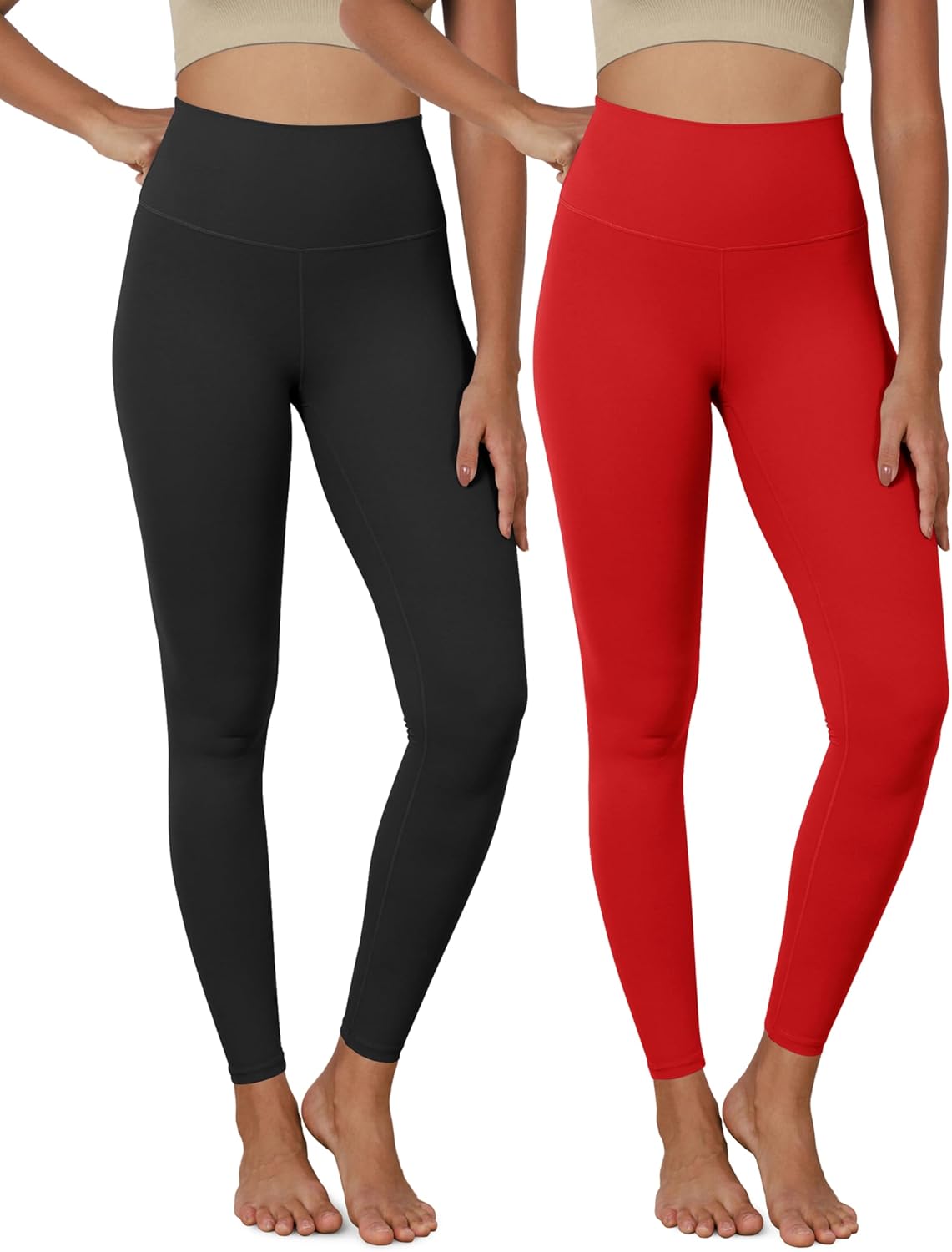ODODOS ODCLOUD 2Pack Buttery Soft Lounge Yoga Leggings for Women 23quot  25quot 28quot High Waist Yoga PantsBlackred