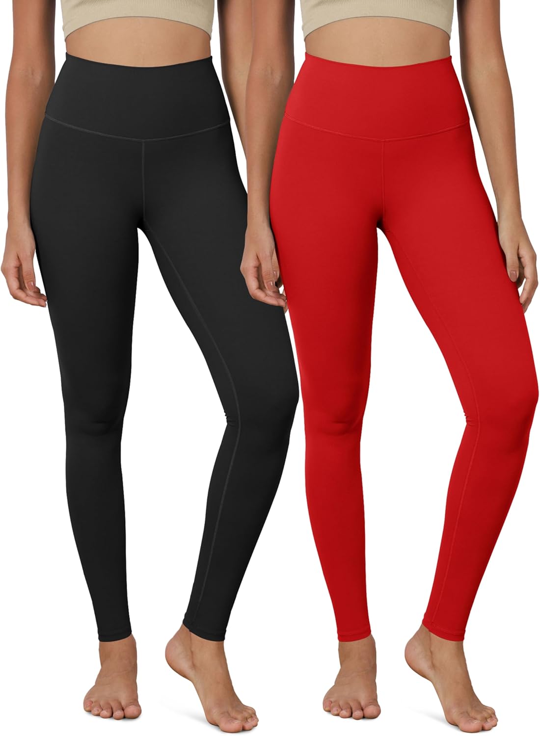 ODODOS ODCLOUD 2Pack Buttery Soft Lounge Yoga Leggings for Women 23quot  25quot 28quot High Waist Yoga PantsBlackred