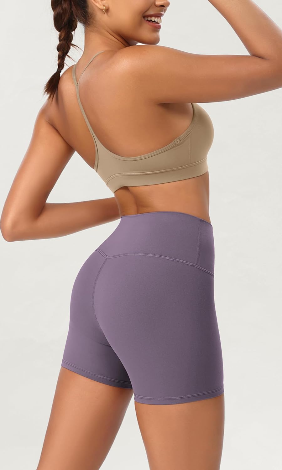 ODODOS ODCLOUD 2Pack Lounge Yoga Shorts for Women 4quot  6quot  8quot 10quot High Waist Buttery Soft Biker ShortsBlackash Violet