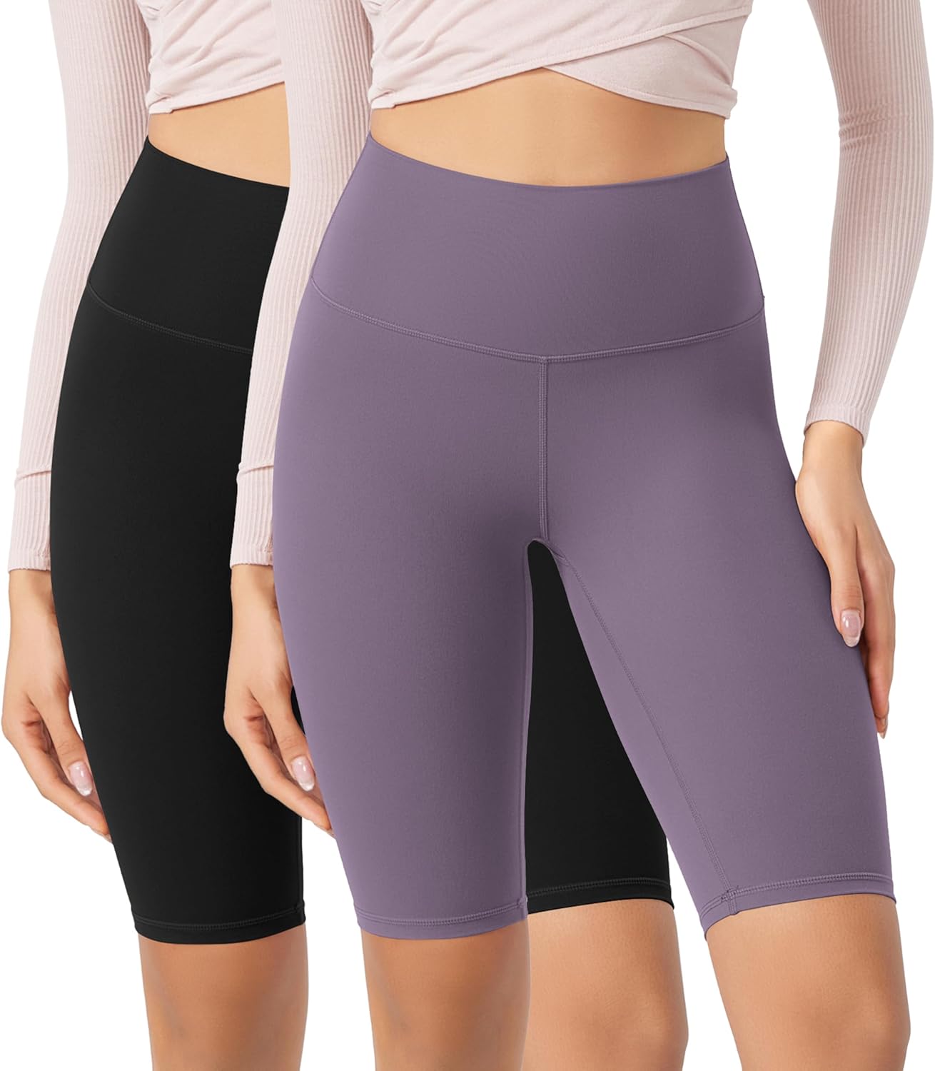ODODOS ODCLOUD 2Pack Lounge Yoga Shorts for Women 4quot  6quot  8quot 10quot High Waist Buttery Soft Biker ShortsBlackash Violet