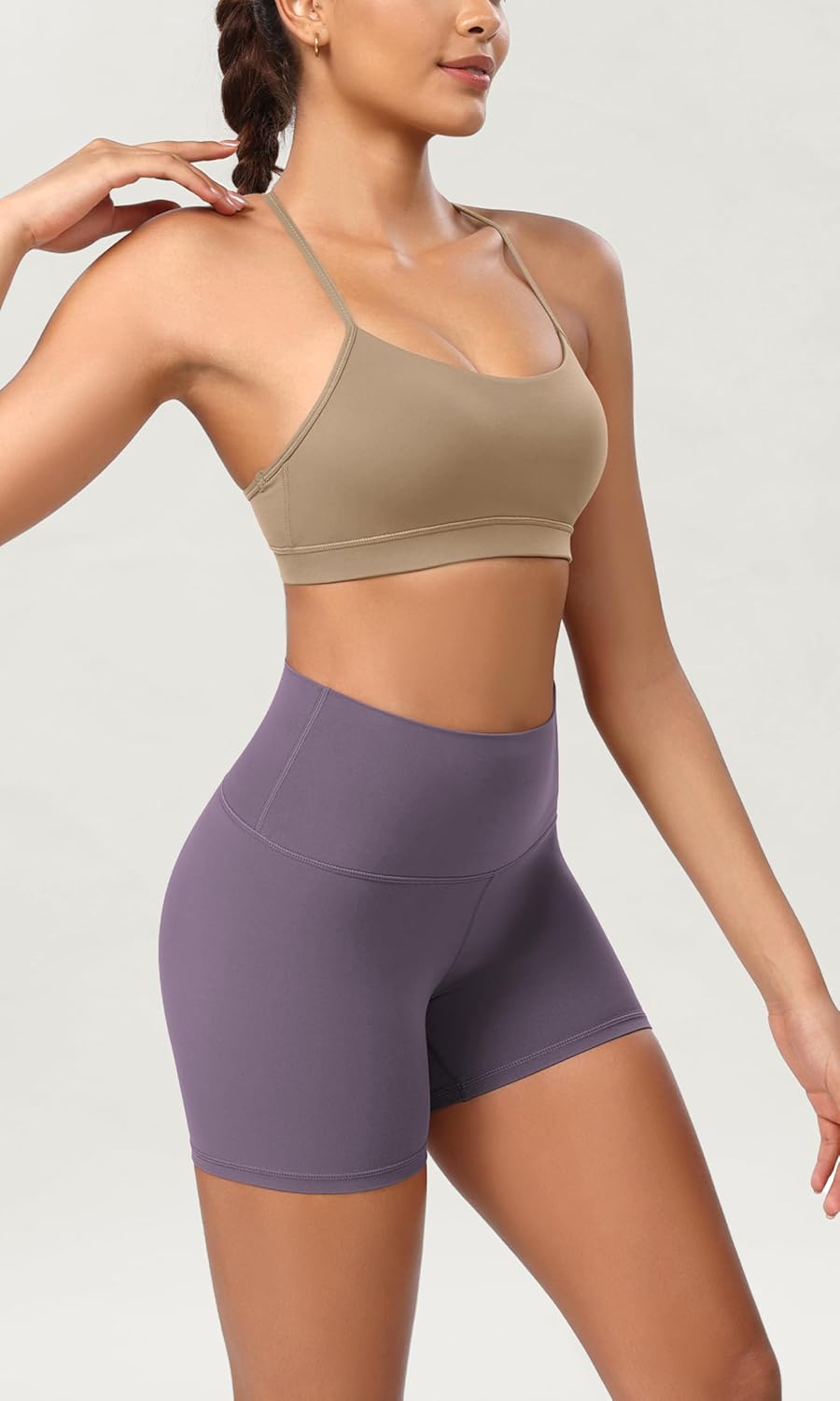 ODODOS ODCLOUD 2Pack Lounge Yoga Shorts for Women 4quot  6quot  8quot 10quot High Waist Buttery Soft Biker ShortsBlackash Violet