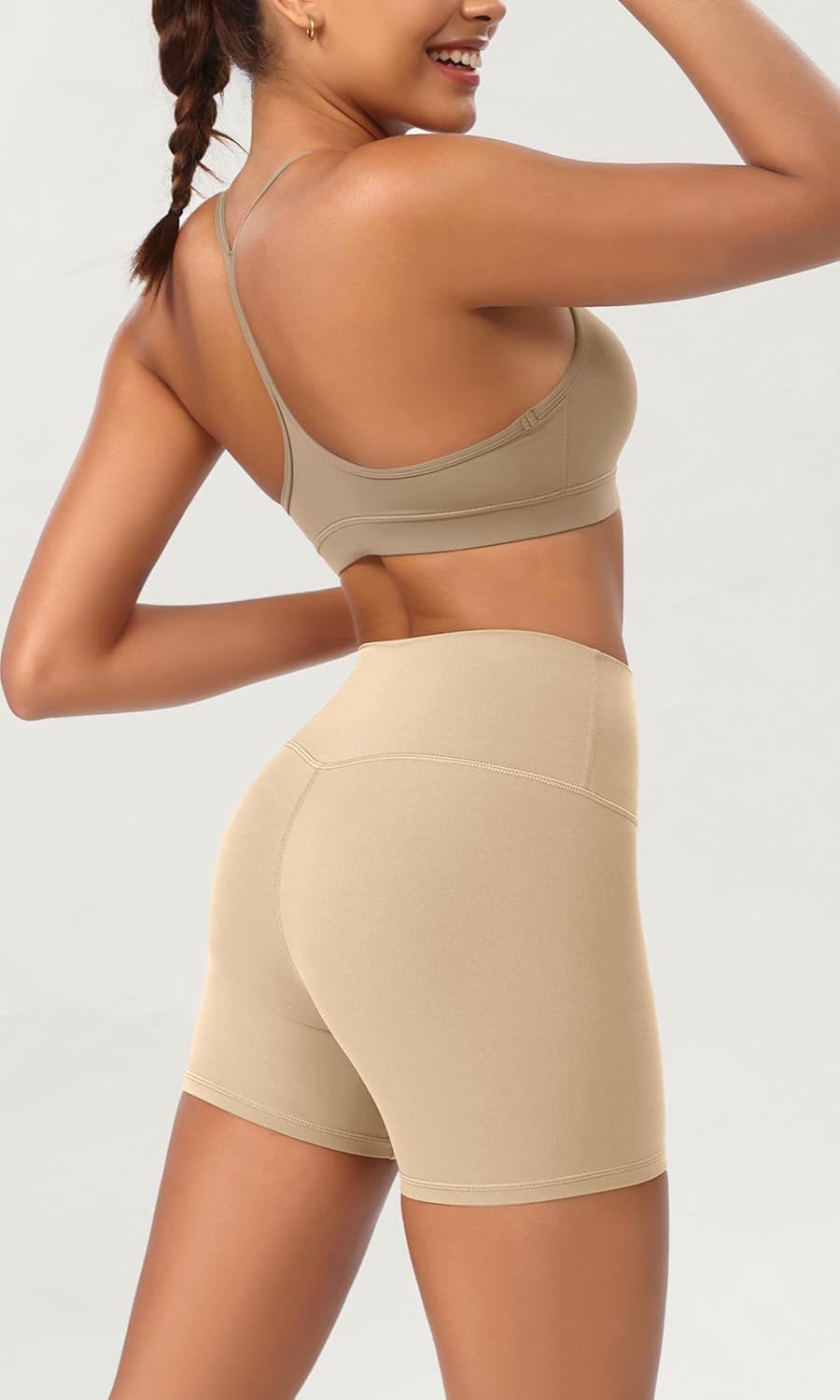 ODODOS ODCLOUD 2Pack Lounge Yoga Shorts for Women 4quot  6quot  8quot 10quot High Waist Buttery Soft Biker ShortsBlackbeige