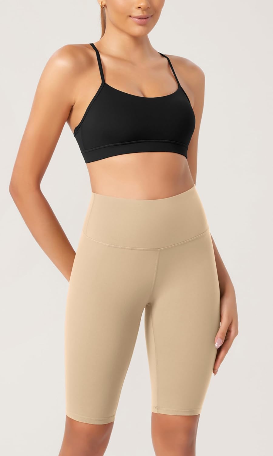 ODODOS ODCLOUD 2Pack Lounge Yoga Shorts for Women 4quot  6quot  8quot 10quot High Waist Buttery Soft Biker ShortsBlackbeige