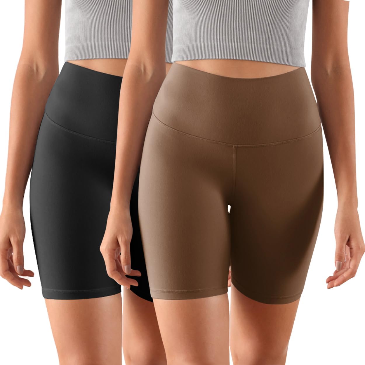 ODODOS ODCLOUD 2Pack Lounge Yoga Shorts for Women 4quot  6quot  8quot 10quot High Waist Buttery Soft Biker ShortsBlackbrunette