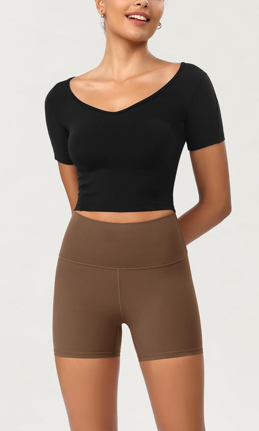 ODODOS ODCLOUD 2Pack Lounge Yoga Shorts for Women 4quot  6quot  8quot 10quot High Waist Buttery Soft Biker ShortsBlackbrunette