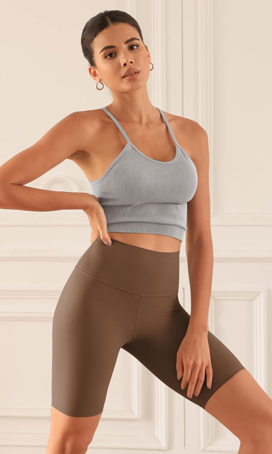 ODODOS ODCLOUD 2Pack Lounge Yoga Shorts for Women 4quot  6quot  8quot 10quot High Waist Buttery Soft Biker ShortsBlackbrunette