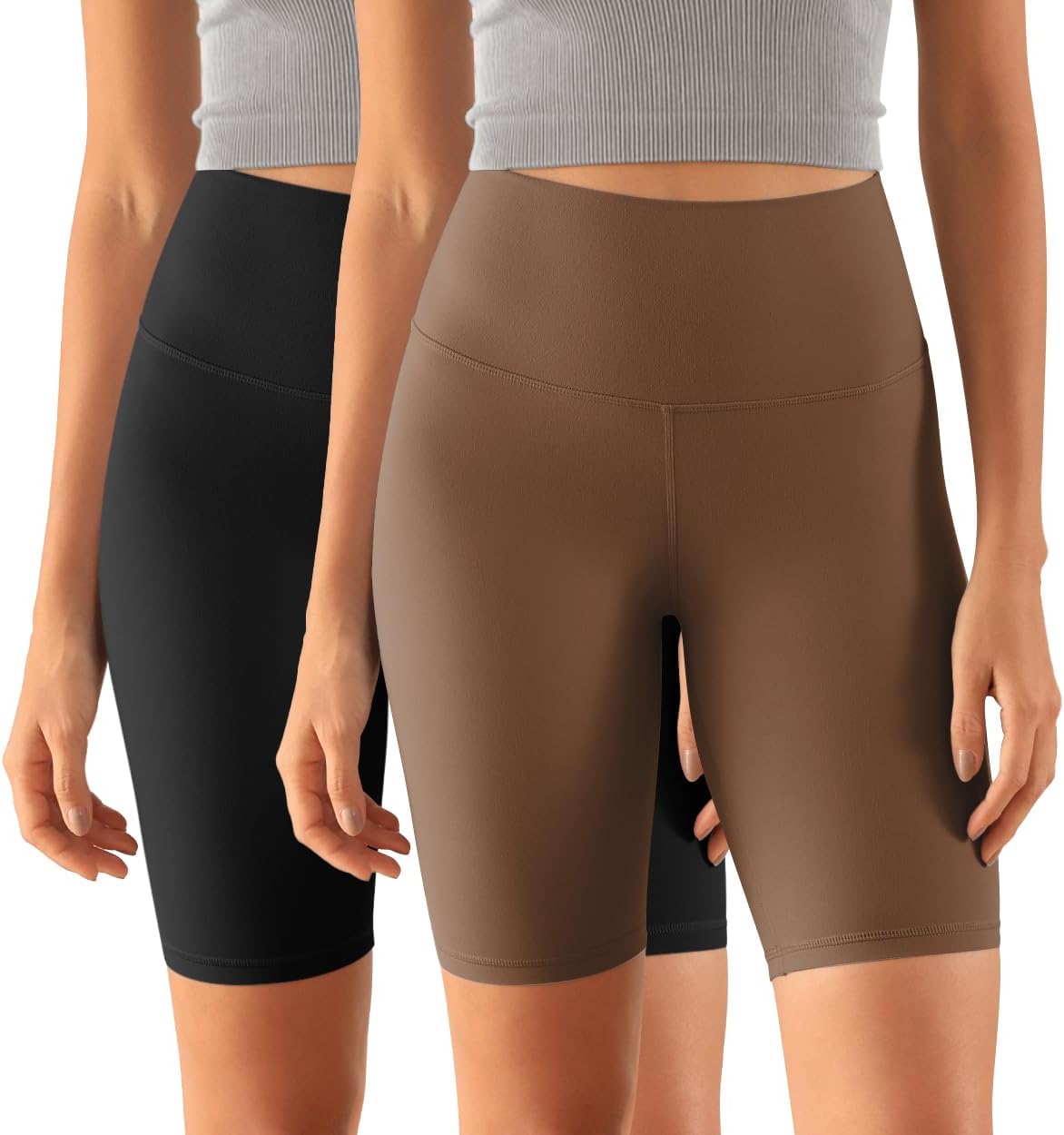 ODODOS ODCLOUD 2Pack Lounge Yoga Shorts for Women 4quot  6quot  8quot 10quot High Waist Buttery Soft Biker ShortsBlackbrunette