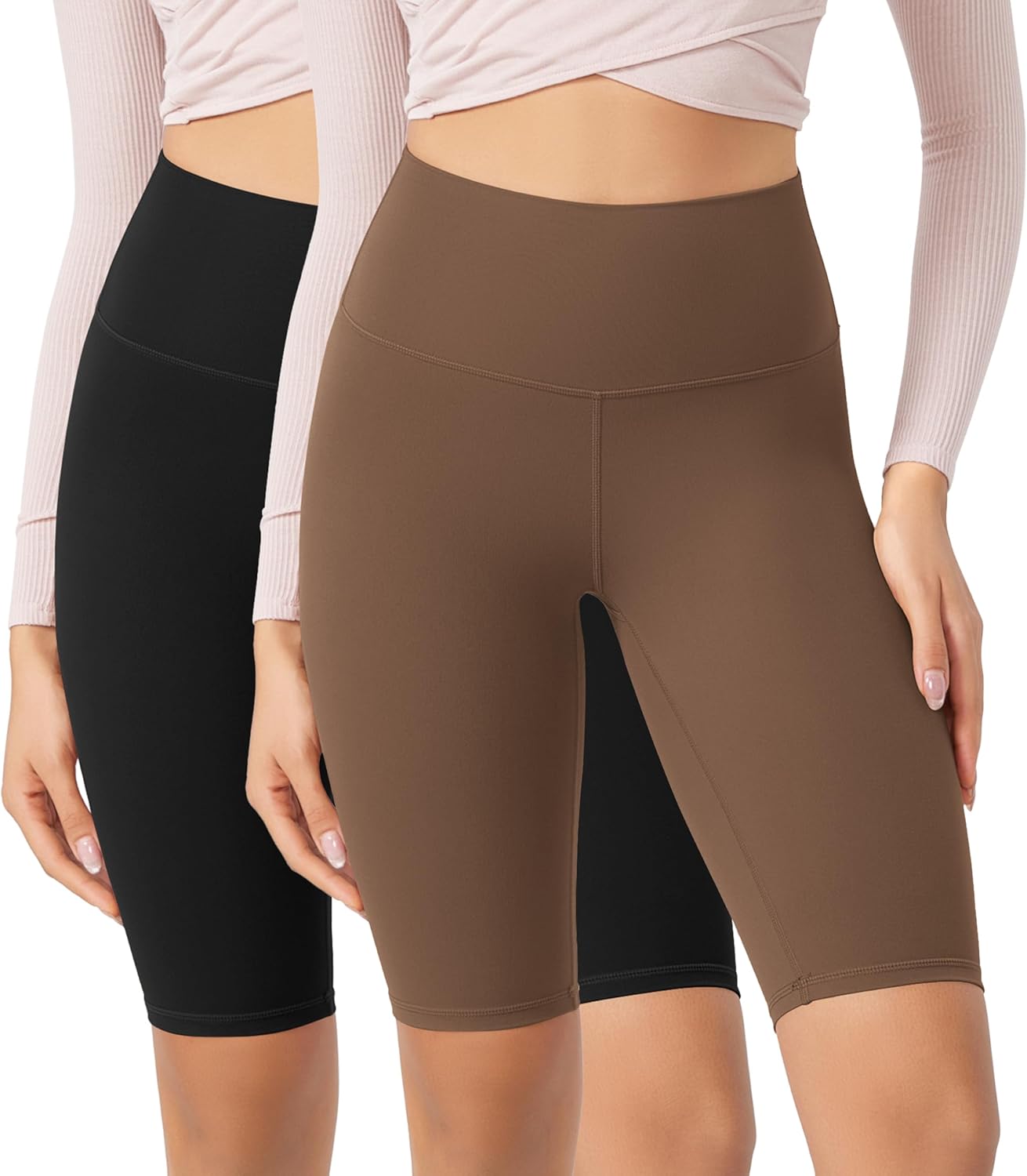 ODODOS ODCLOUD 2Pack Lounge Yoga Shorts for Women 4quot  6quot  8quot 10quot High Waist Buttery Soft Biker ShortsBlackbrunette