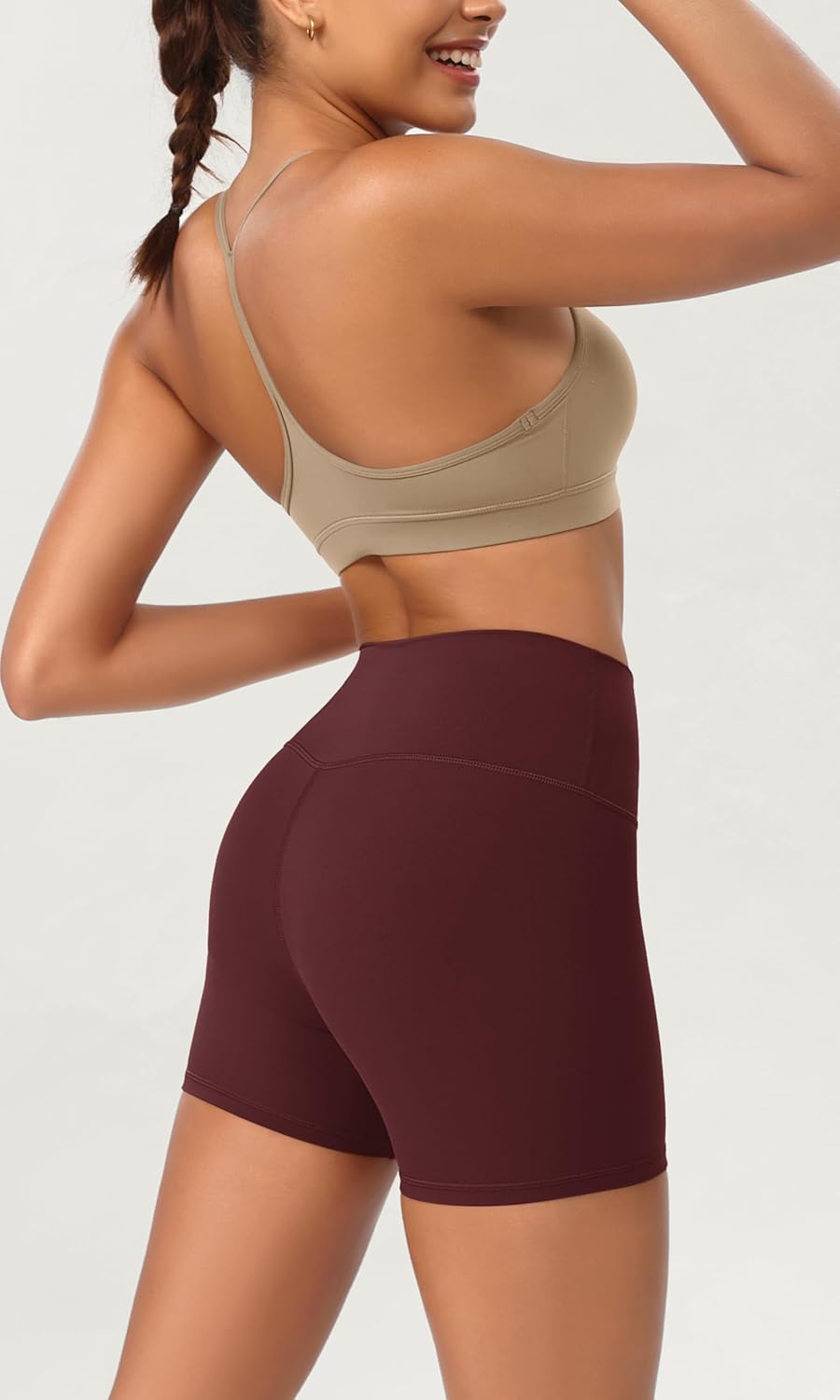 ODODOS ODCLOUD 2Pack Lounge Yoga Shorts for Women 4quot  6quot  8quot 10quot High Waist Buttery Soft Biker ShortsBlackburgundy