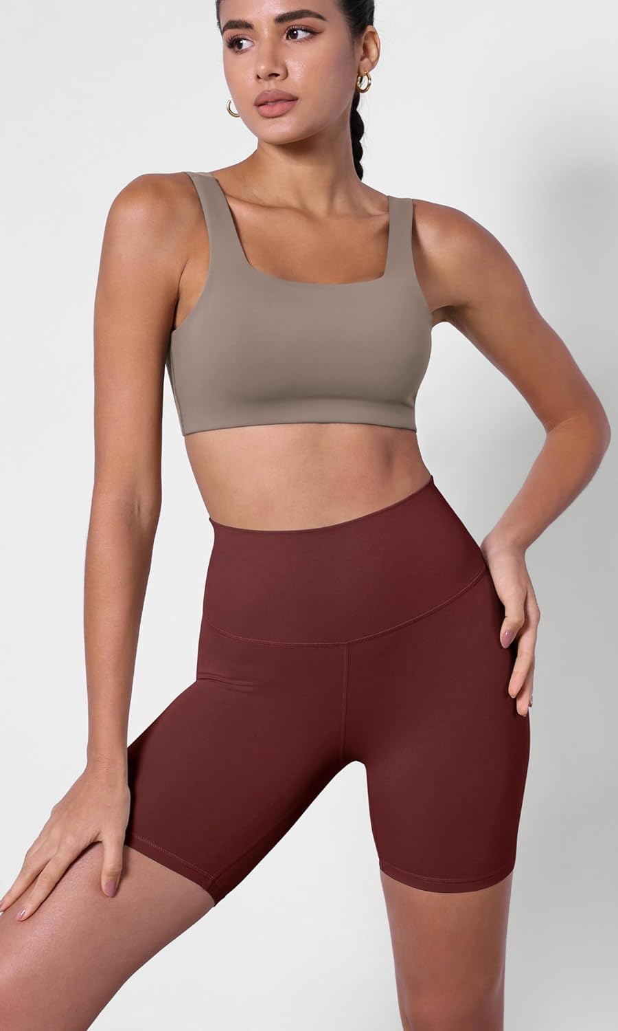 ODODOS ODCLOUD 2Pack Lounge Yoga Shorts for Women 4quot  6quot  8quot 10quot High Waist Buttery Soft Biker ShortsBlackburgundy