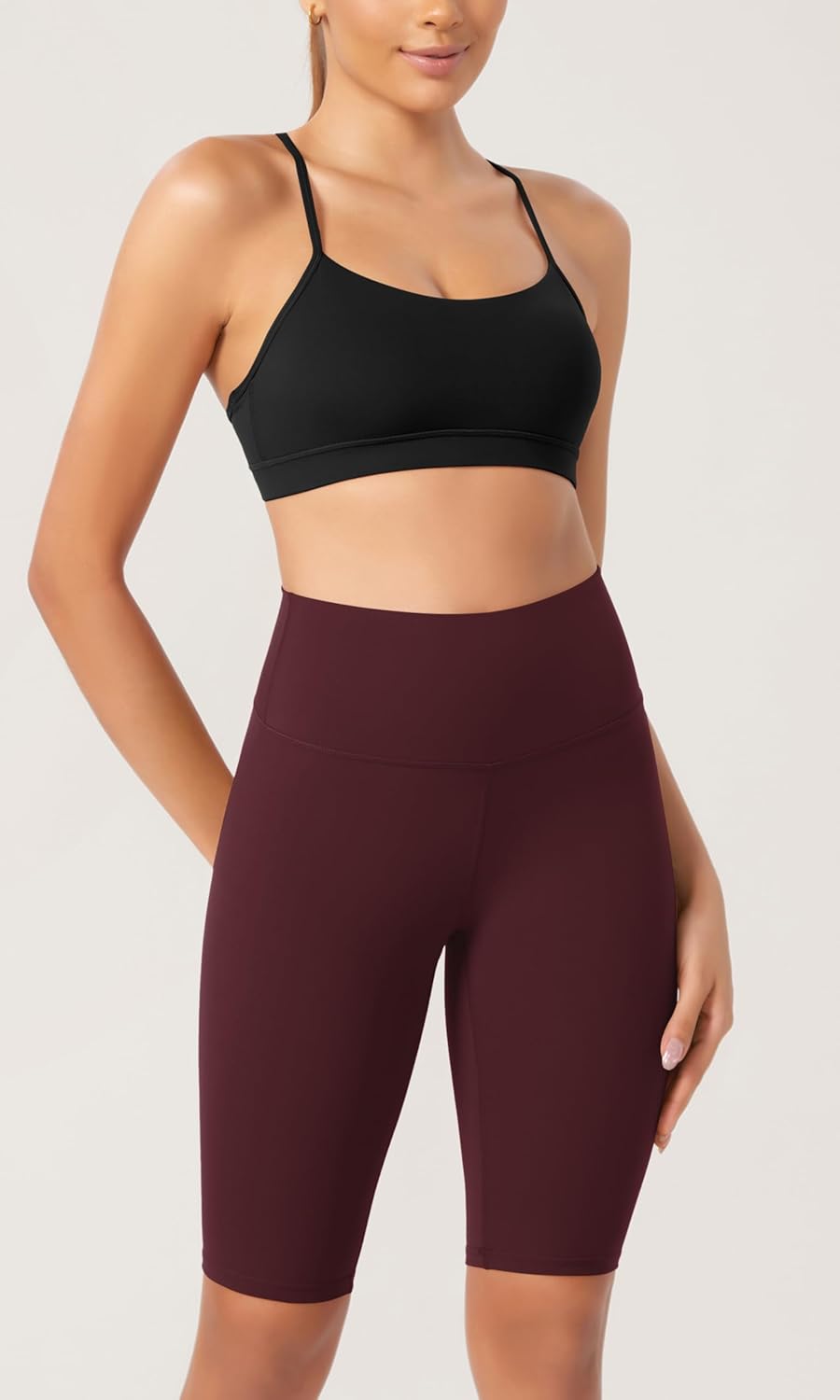 ODODOS ODCLOUD 2Pack Lounge Yoga Shorts for Women 4quot  6quot  8quot 10quot High Waist Buttery Soft Biker ShortsBlackburgundy