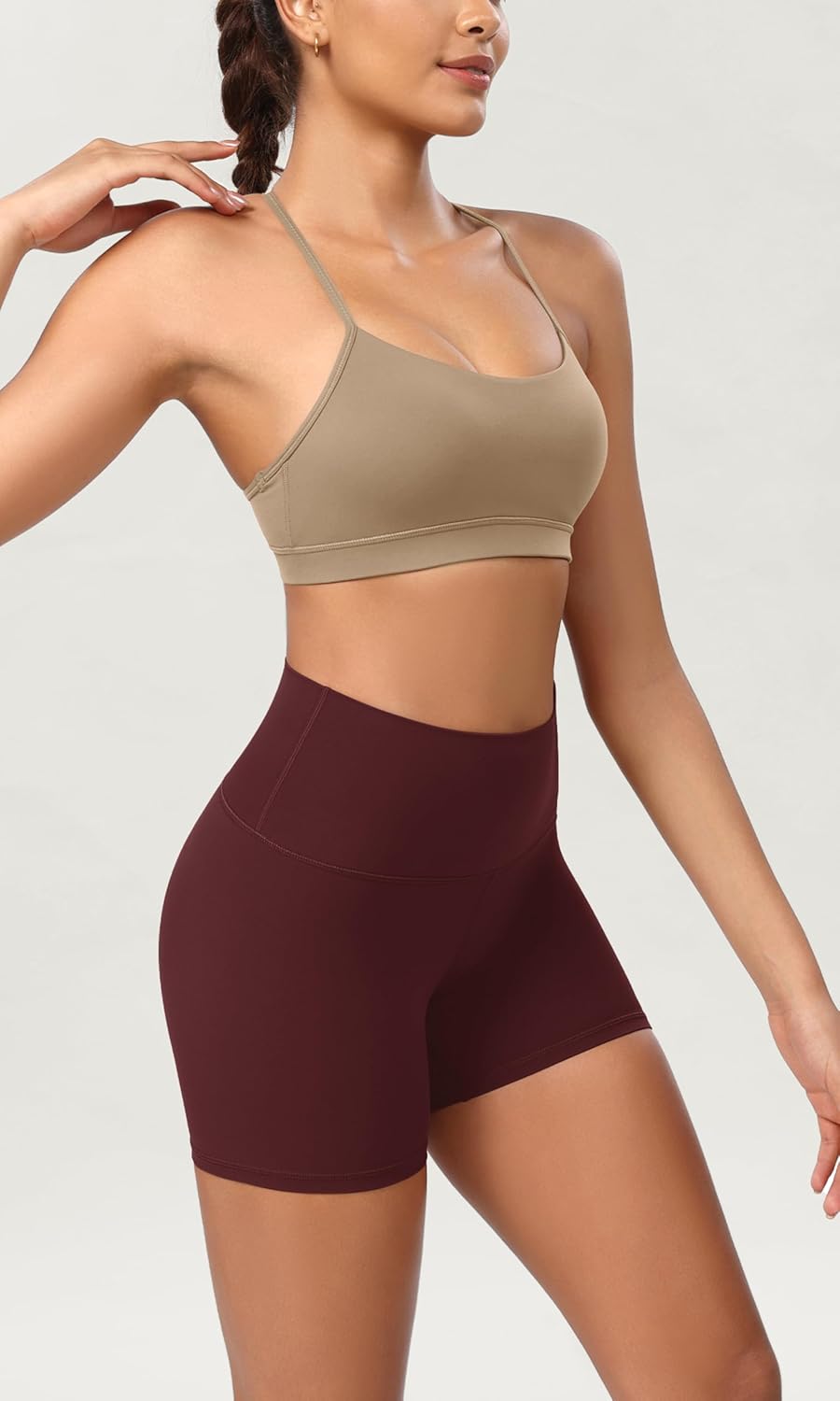 ODODOS ODCLOUD 2Pack Lounge Yoga Shorts for Women 4quot  6quot  8quot 10quot High Waist Buttery Soft Biker ShortsBlackburgundy