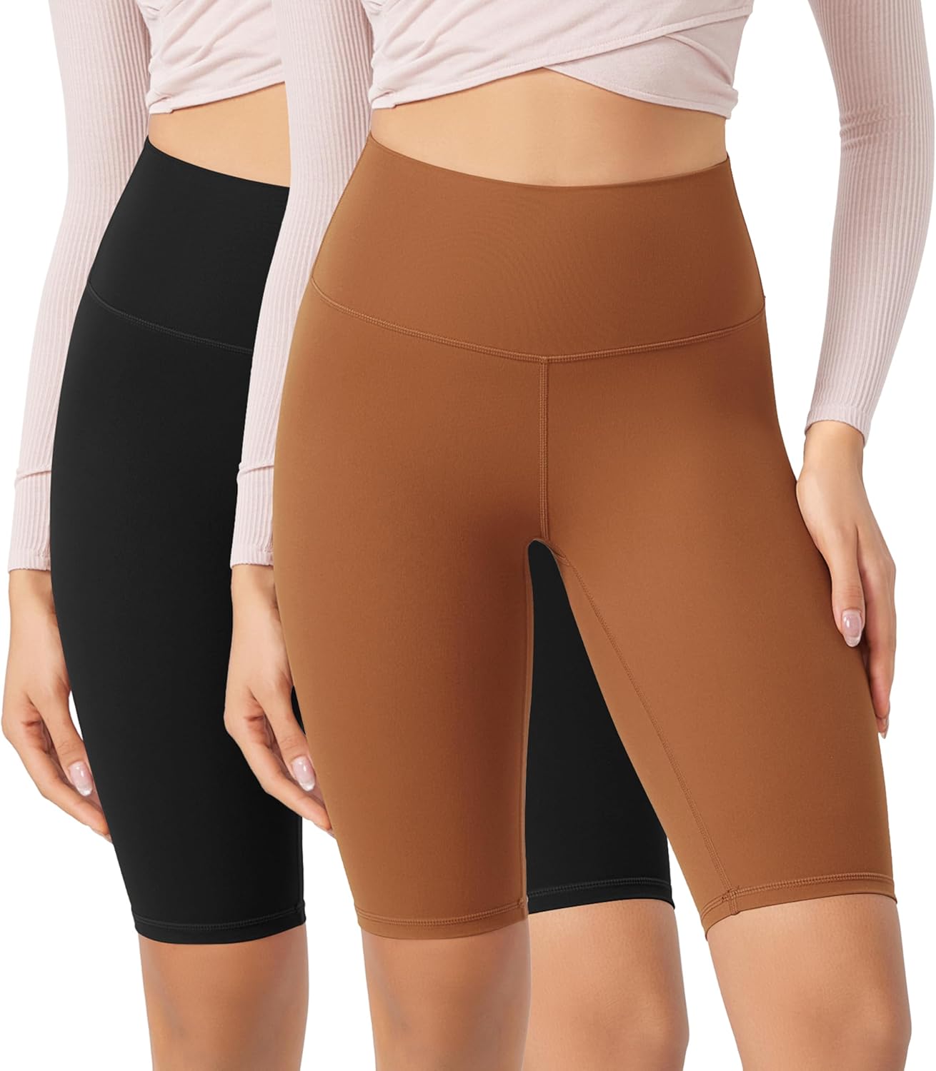 ODODOS ODCLOUD 2Pack Lounge Yoga Shorts for Women 4quot  6quot  8quot 10quot High Waist Buttery Soft Biker ShortsBlackcaramel