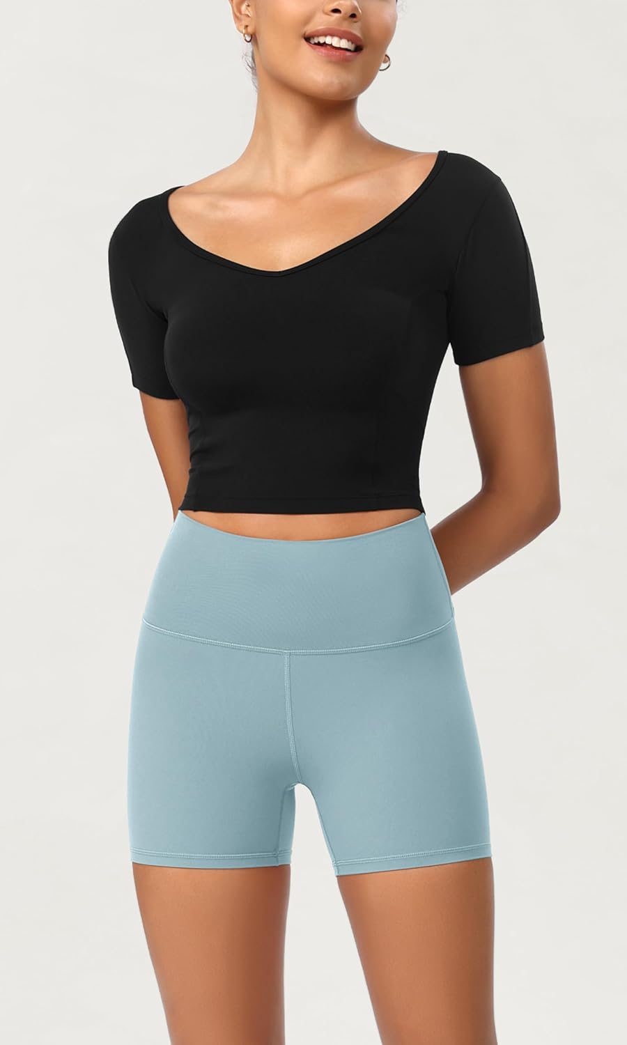 ODODOS ODCLOUD 2Pack Lounge Yoga Shorts for Women 4quot  6quot  8quot 10quot High Waist Buttery Soft Biker ShortsBlackchambray