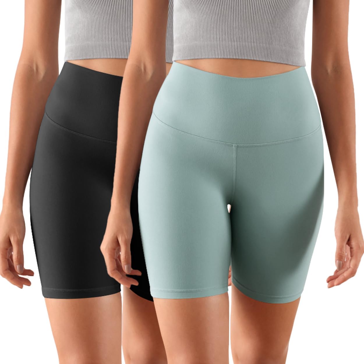 ODODOS ODCLOUD 2Pack Lounge Yoga Shorts for Women 4quot  6quot  8quot 10quot High Waist Buttery Soft Biker ShortsBlackchambray