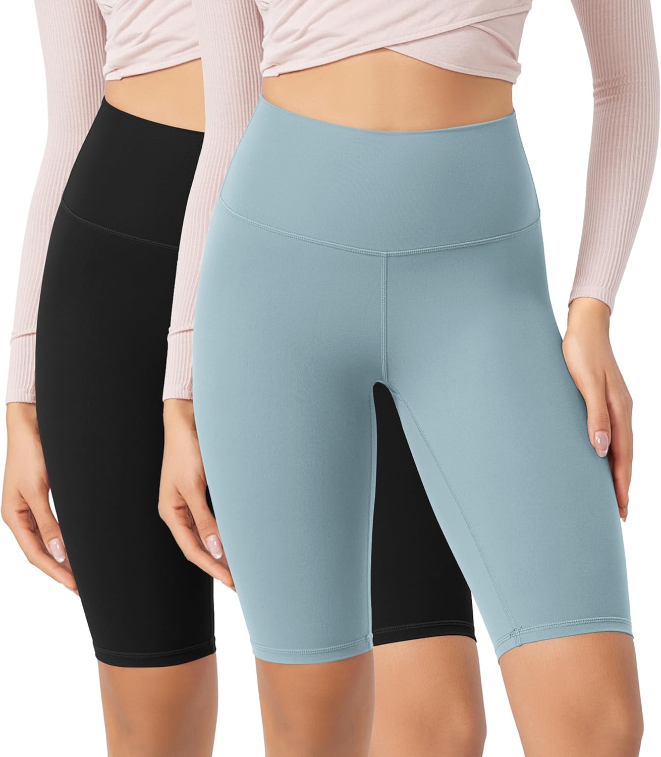 ODODOS ODCLOUD 2Pack Lounge Yoga Shorts for Women 4quot  6quot  8quot 10quot High Waist Buttery Soft Biker ShortsBlackchambray