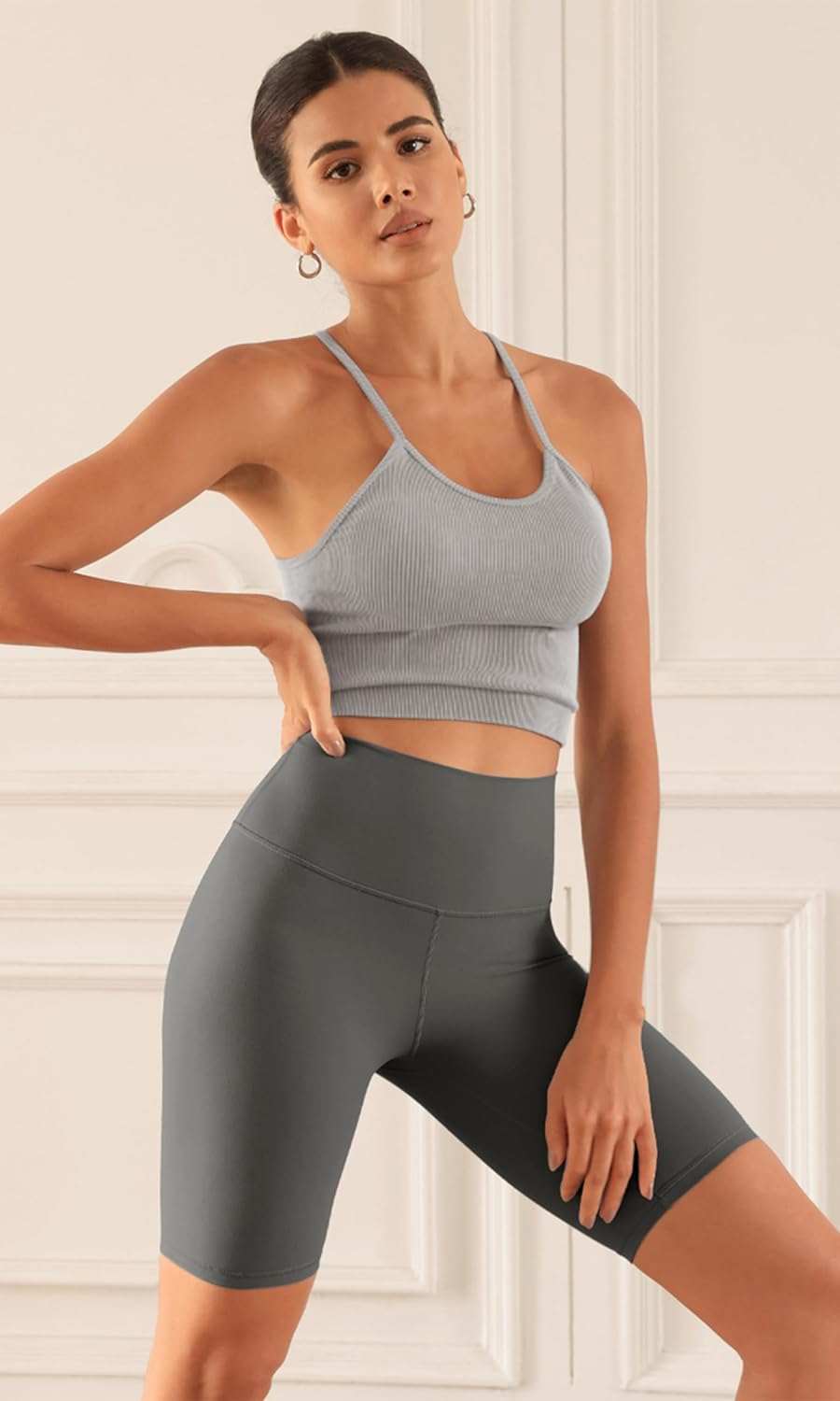 ODODOS ODCLOUD 2Pack Lounge Yoga Shorts for Women 4quot  6quot  8quot 10quot High Waist Buttery Soft Biker ShortsBlackcharcoal