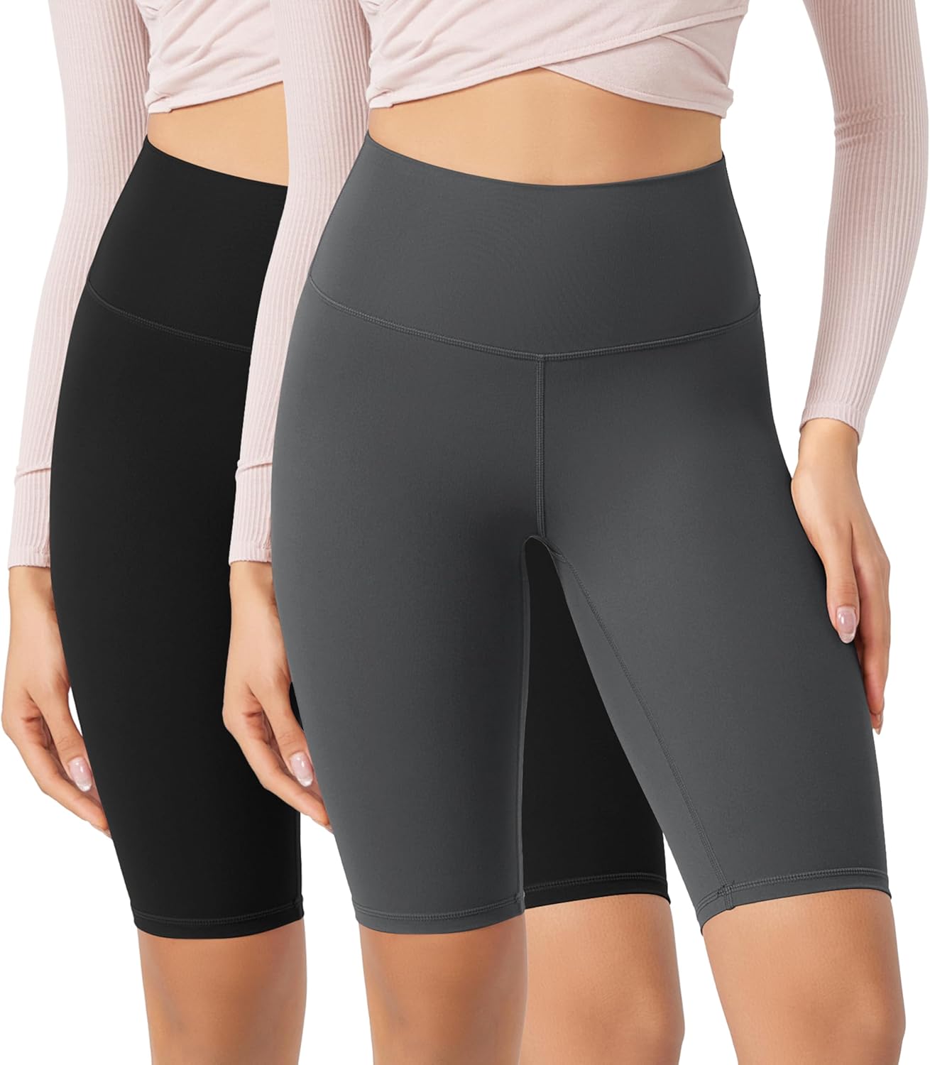 ODODOS ODCLOUD 2Pack Lounge Yoga Shorts for Women 4quot  6quot  8quot 10quot High Waist Buttery Soft Biker ShortsBlackcharcoal