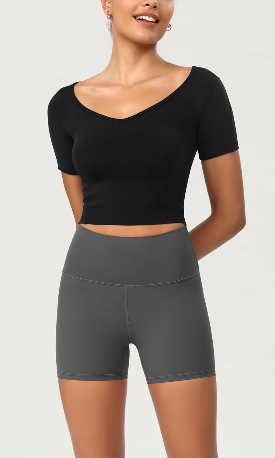 ODODOS ODCLOUD 2Pack Lounge Yoga Shorts for Women 4quot  6quot  8quot 10quot High Waist Buttery Soft Biker ShortsBlackcharcoal