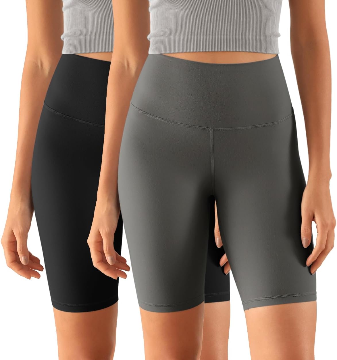 ODODOS ODCLOUD 2Pack Lounge Yoga Shorts for Women 4quot  6quot  8quot 10quot High Waist Buttery Soft Biker ShortsBlackcharcoal