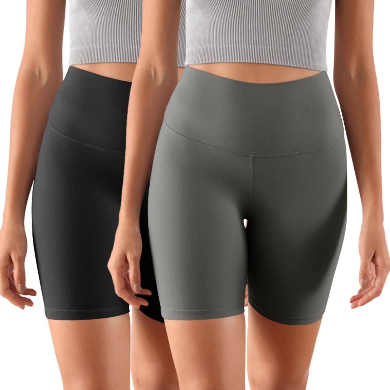 ODODOS ODCLOUD 2Pack Lounge Yoga Shorts for Women 4quot  6quot  8quot 10quot High Waist Buttery Soft Biker ShortsBlackcharcoal