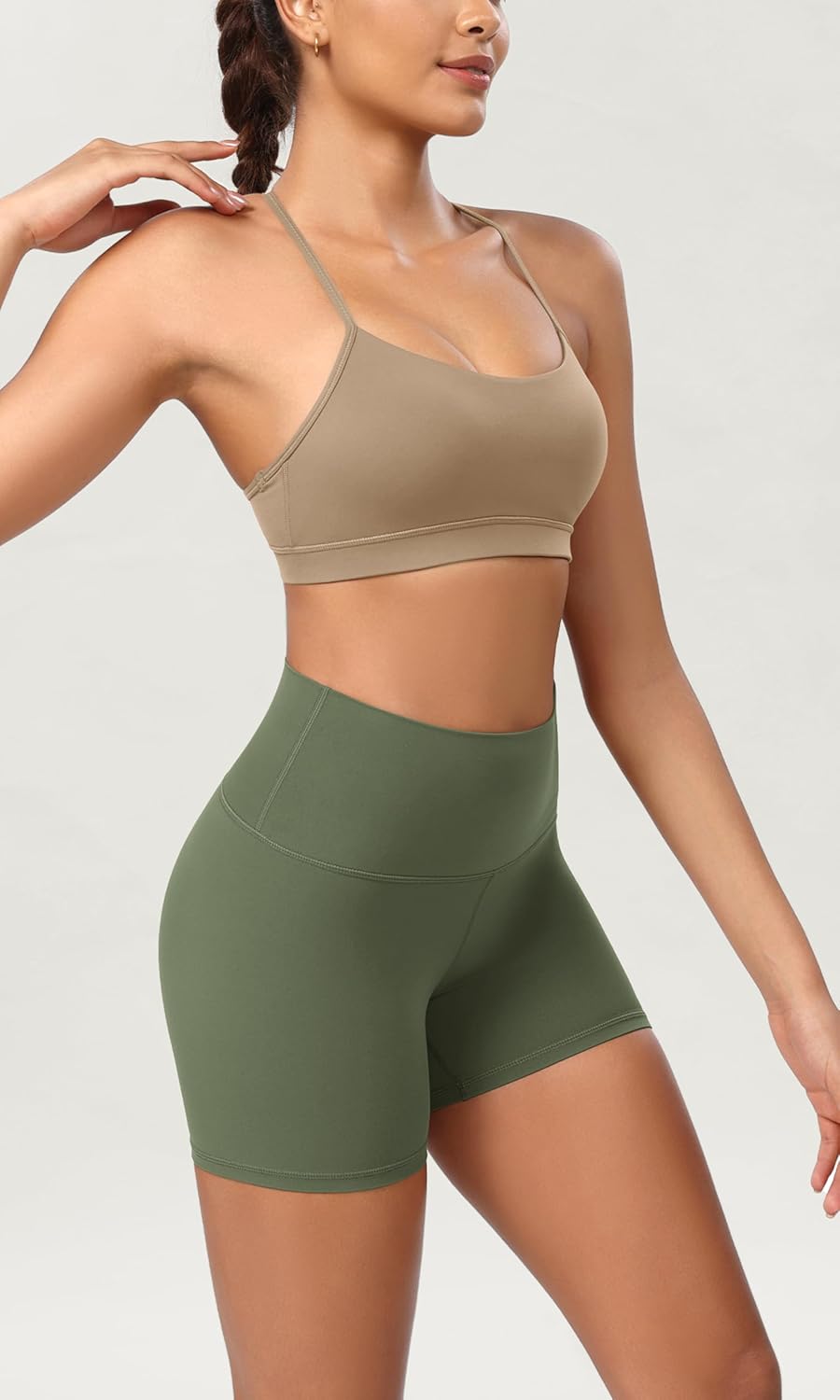 ODODOS ODCLOUD 2Pack Lounge Yoga Shorts for Women 4quot  6quot  8quot 10quot High Waist Buttery Soft Biker ShortsBlackdark Olive