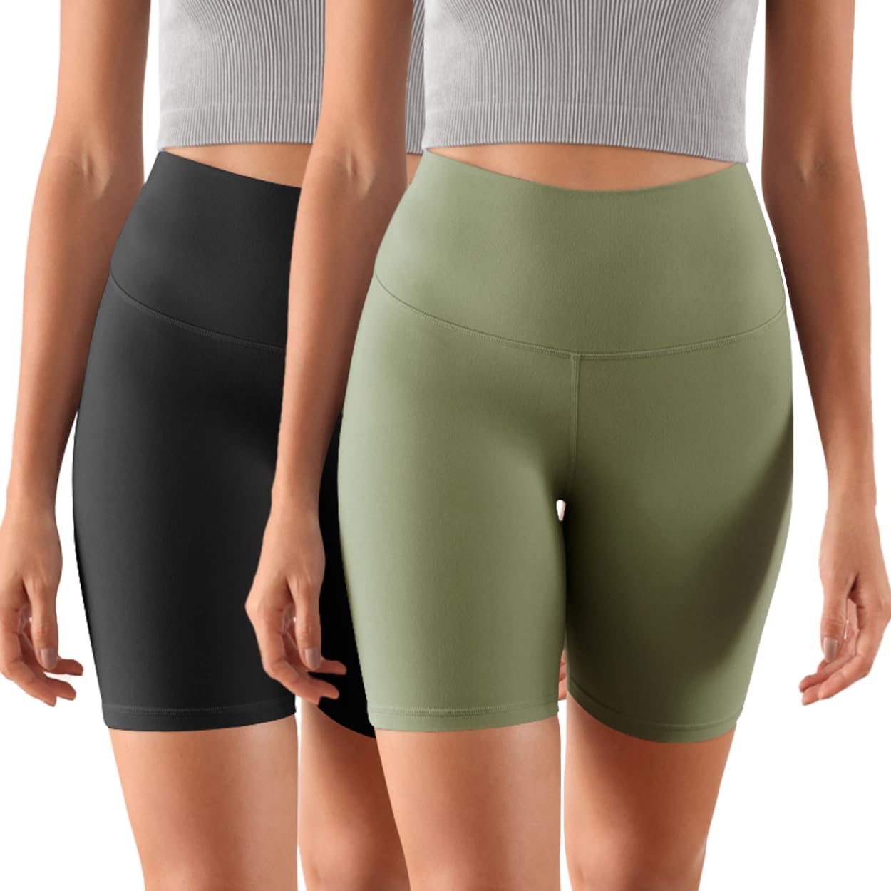 ODODOS ODCLOUD 2Pack Lounge Yoga Shorts for Women 4quot  6quot  8quot 10quot High Waist Buttery Soft Biker ShortsBlackdark Olive