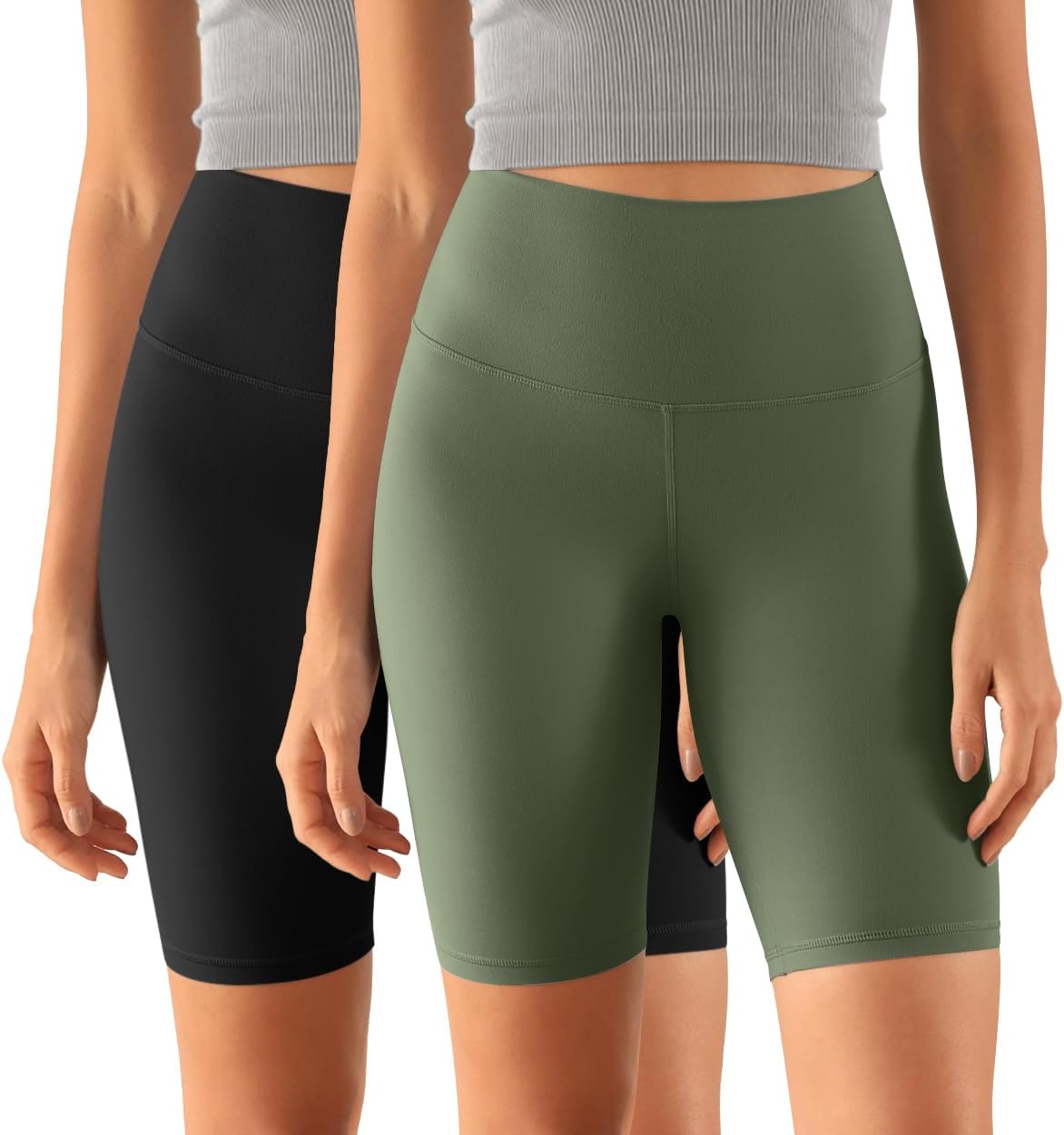 ODODOS ODCLOUD 2Pack Lounge Yoga Shorts for Women 4quot  6quot  8quot 10quot High Waist Buttery Soft Biker ShortsBlackdark Olive