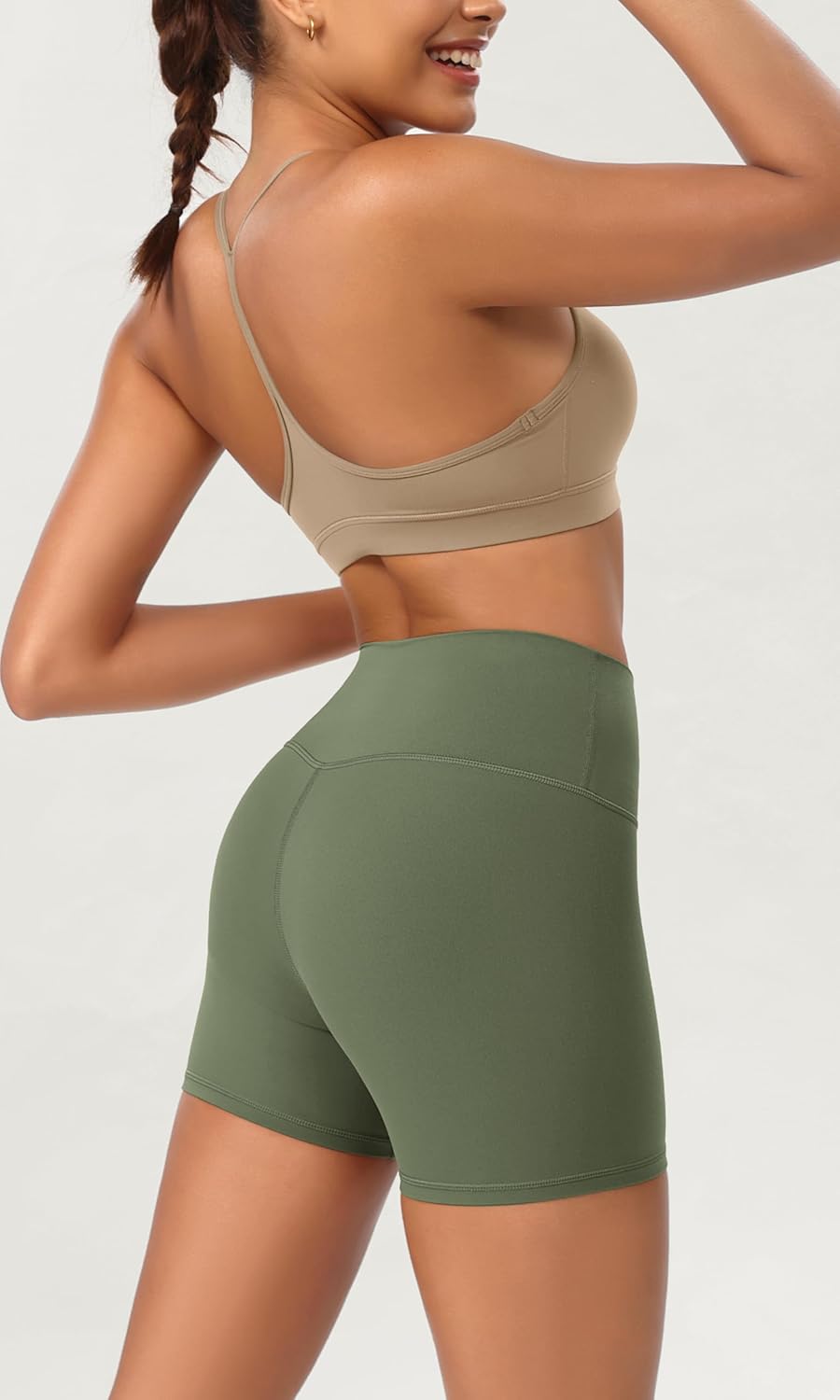 ODODOS ODCLOUD 2Pack Lounge Yoga Shorts for Women 4quot  6quot  8quot 10quot High Waist Buttery Soft Biker ShortsBlackdark Olive