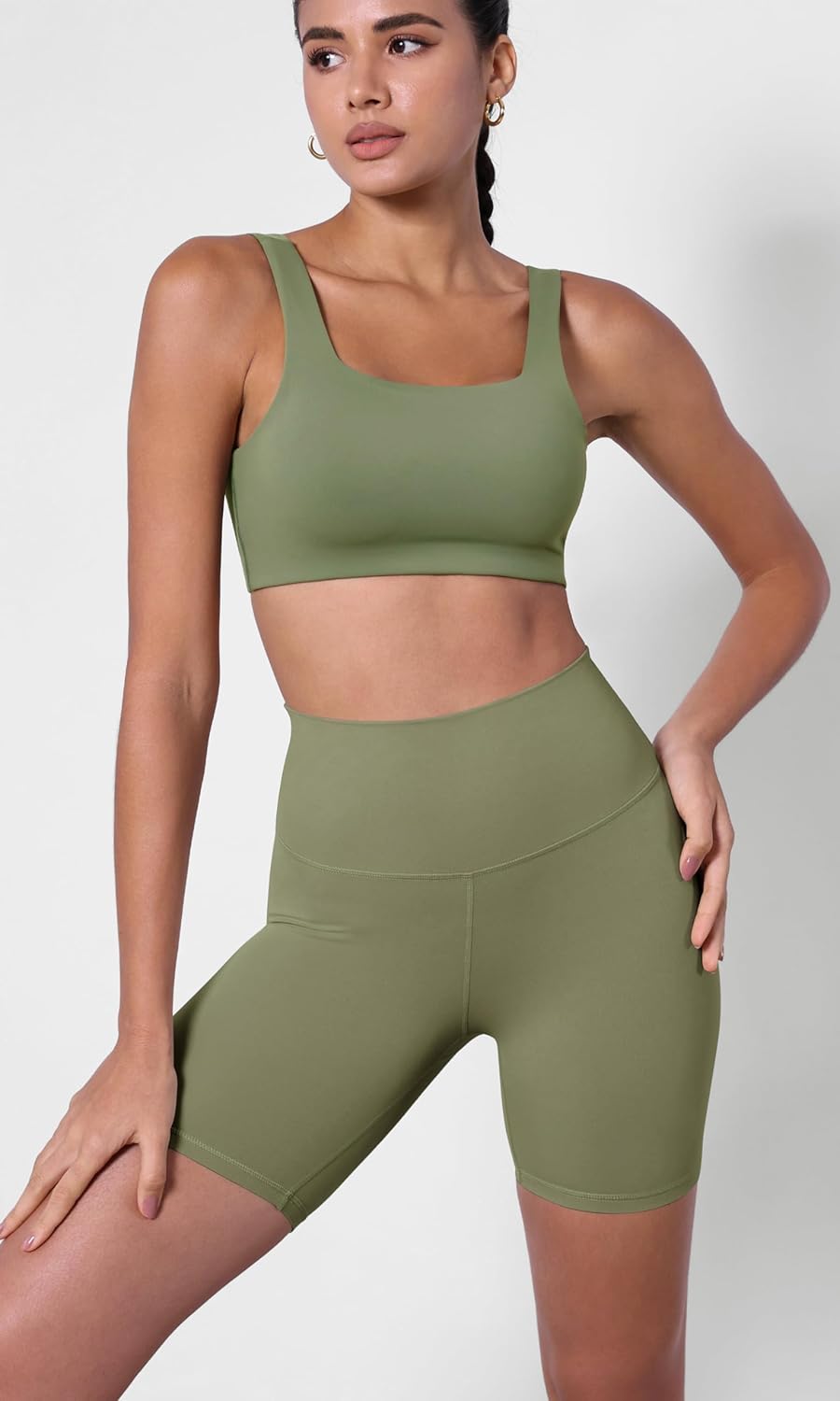 ODODOS ODCLOUD 2Pack Lounge Yoga Shorts for Women 4quot  6quot  8quot 10quot High Waist Buttery Soft Biker ShortsBlackdark Olive