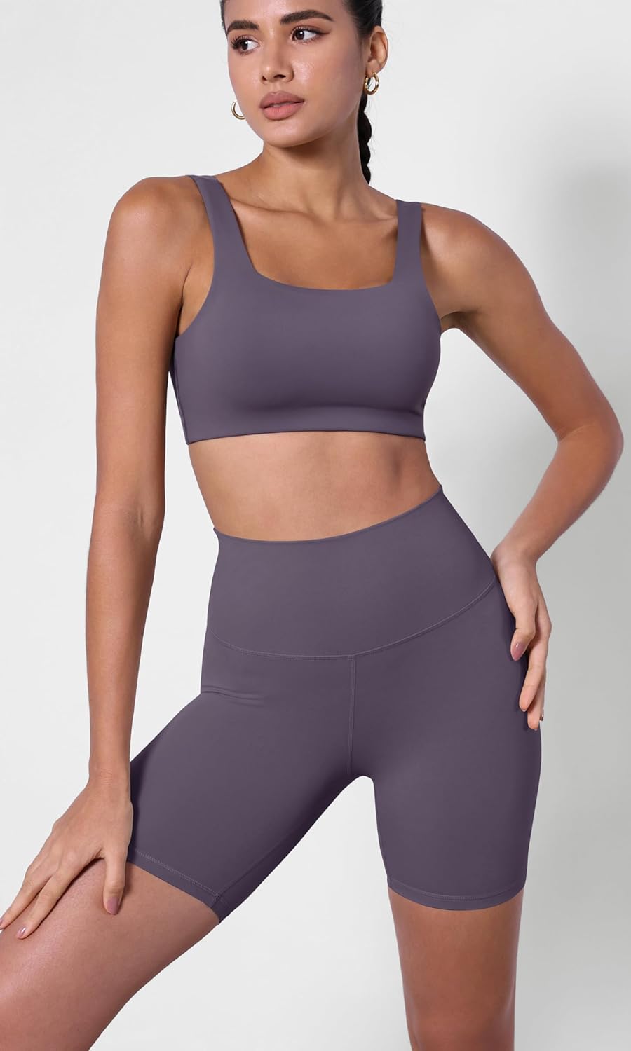 ODODOS ODCLOUD 2Pack Lounge Yoga Shorts for Women 4quot  6quot  8quot 10quot High Waist Buttery Soft Biker ShortsBlackdark Purple