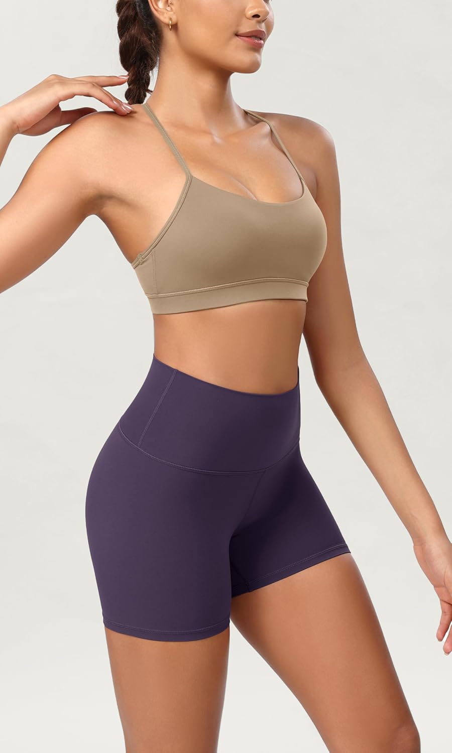 ODODOS ODCLOUD 2Pack Lounge Yoga Shorts for Women 4quot  6quot  8quot 10quot High Waist Buttery Soft Biker ShortsBlackdark Purple